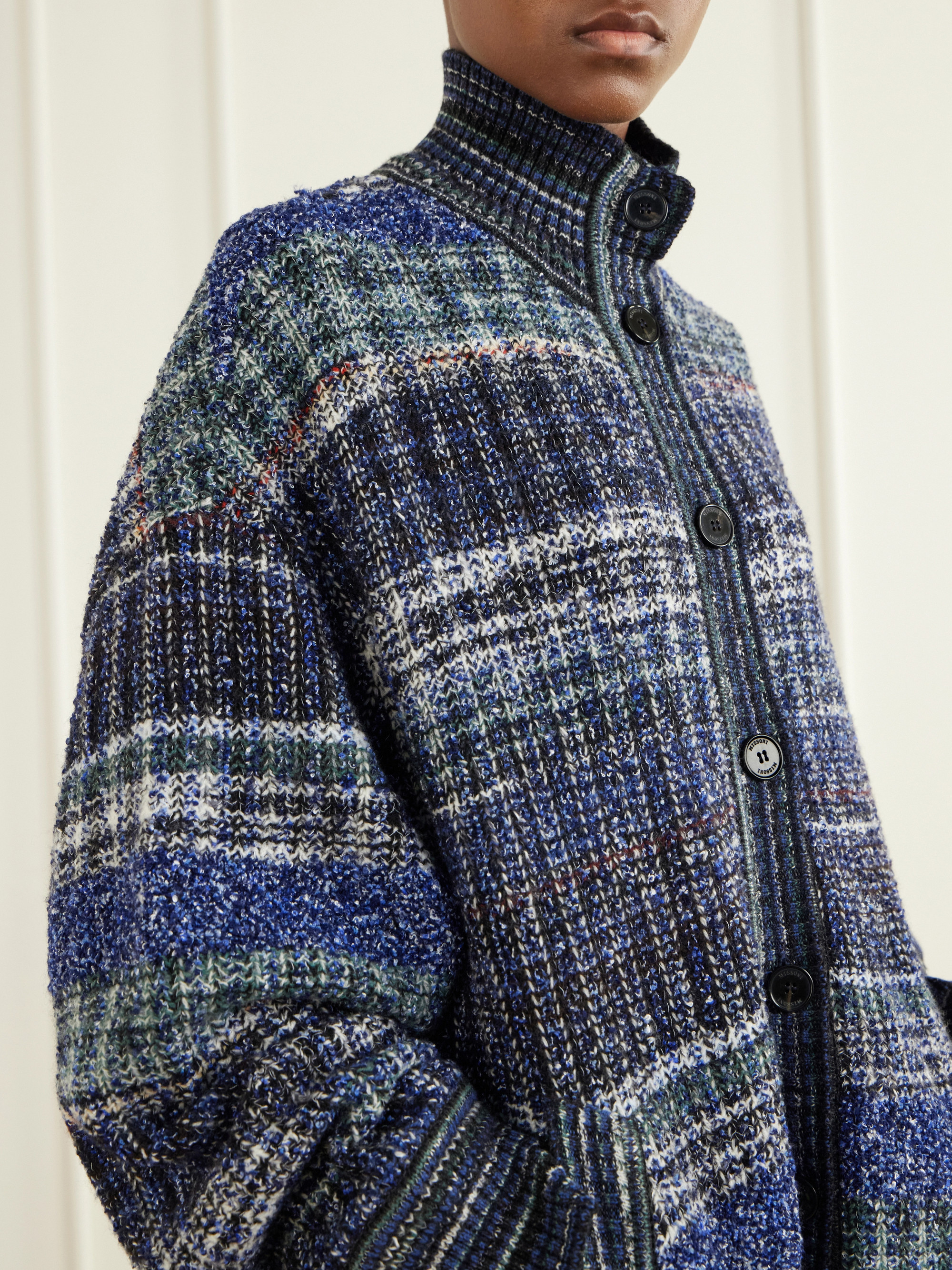 Missoni Striped metallic crochet-knit cardigan