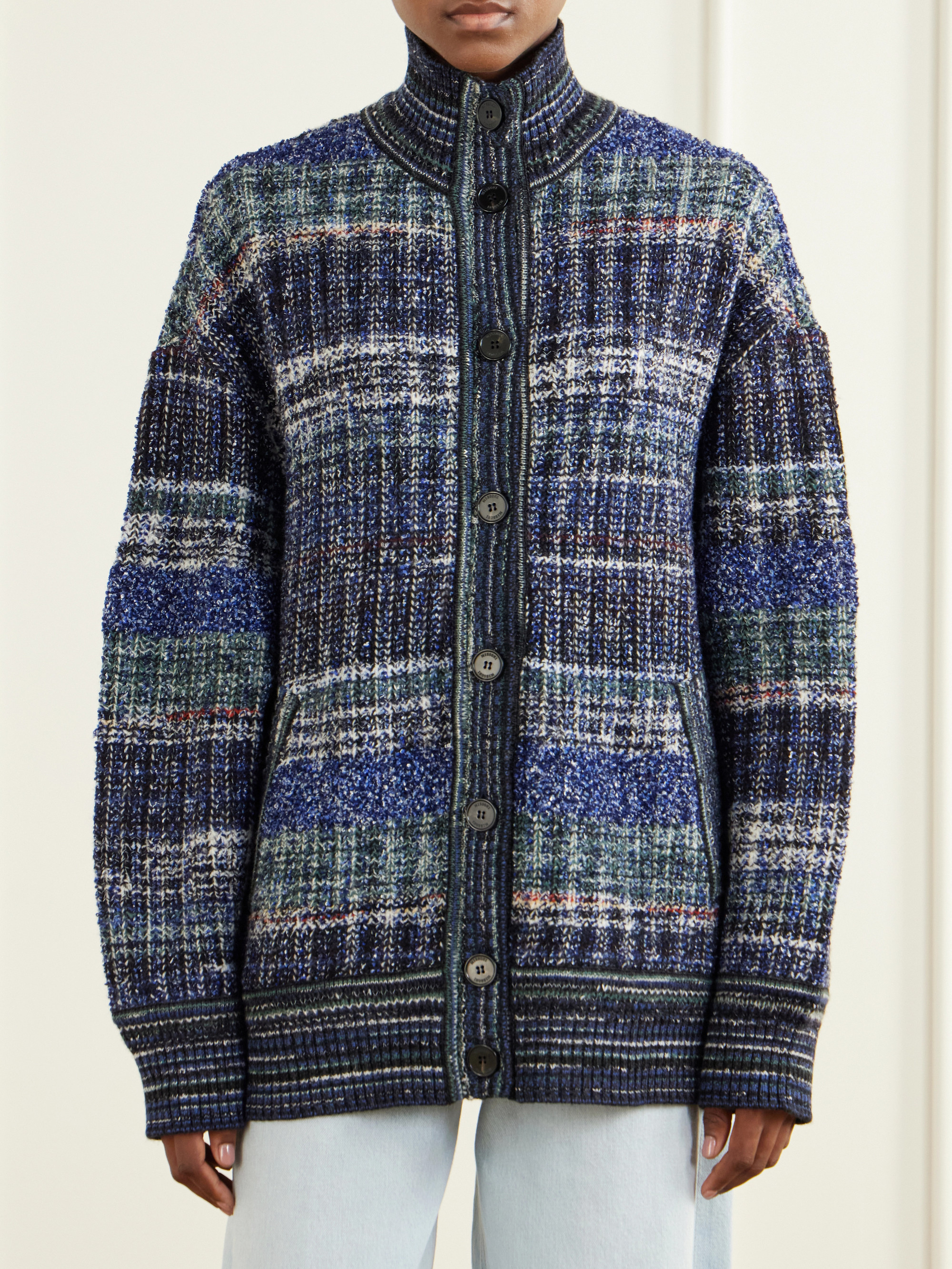 Missoni Striped metallic crochet-knit cardigan