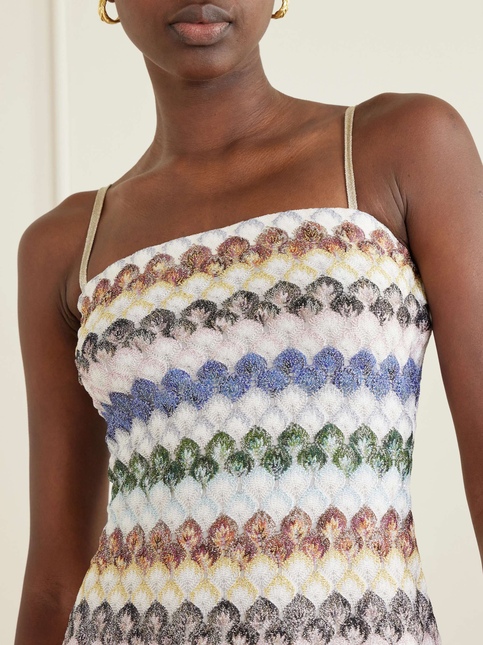 missoni one-shoulder fringed striped crochet-knit mini dress Missoni One-Shoulder Fringed Crochet-Knit Mini Dress In Multi - 60% Off