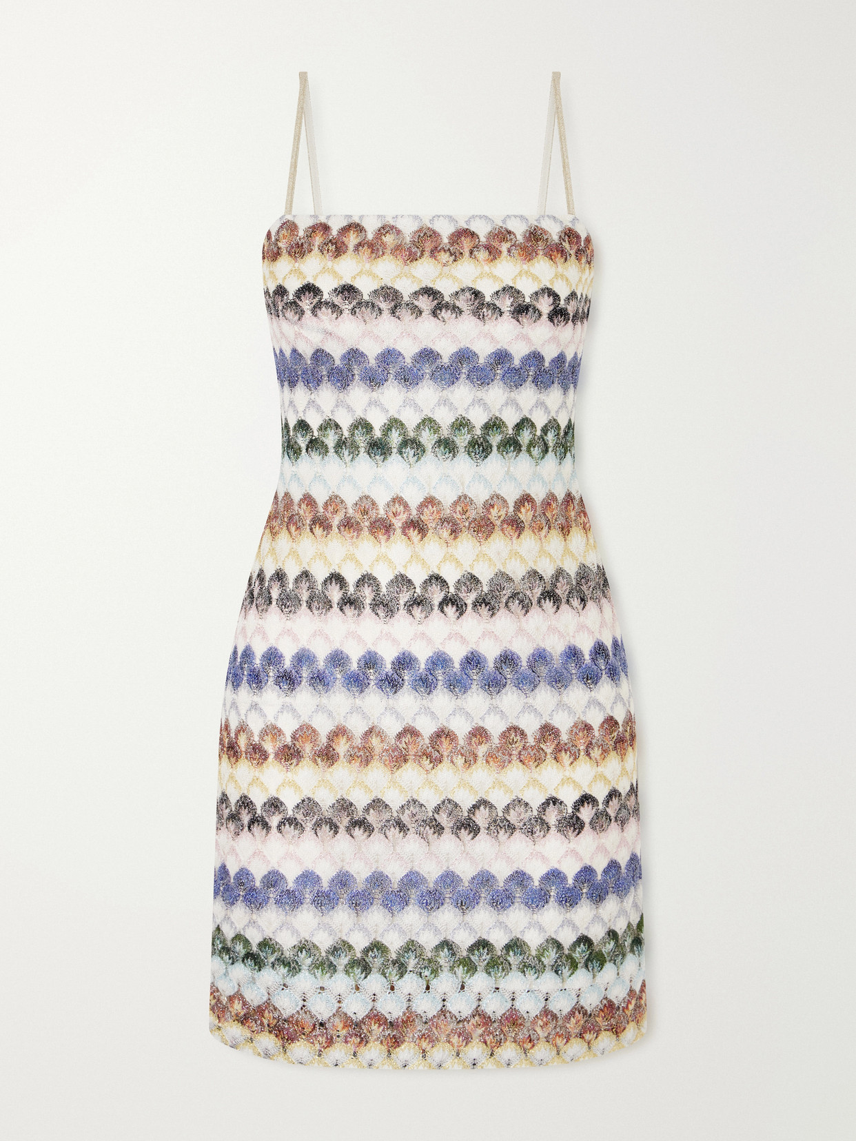 Missoni Striped Metallic Crochet-knit Mini Dress In Multi