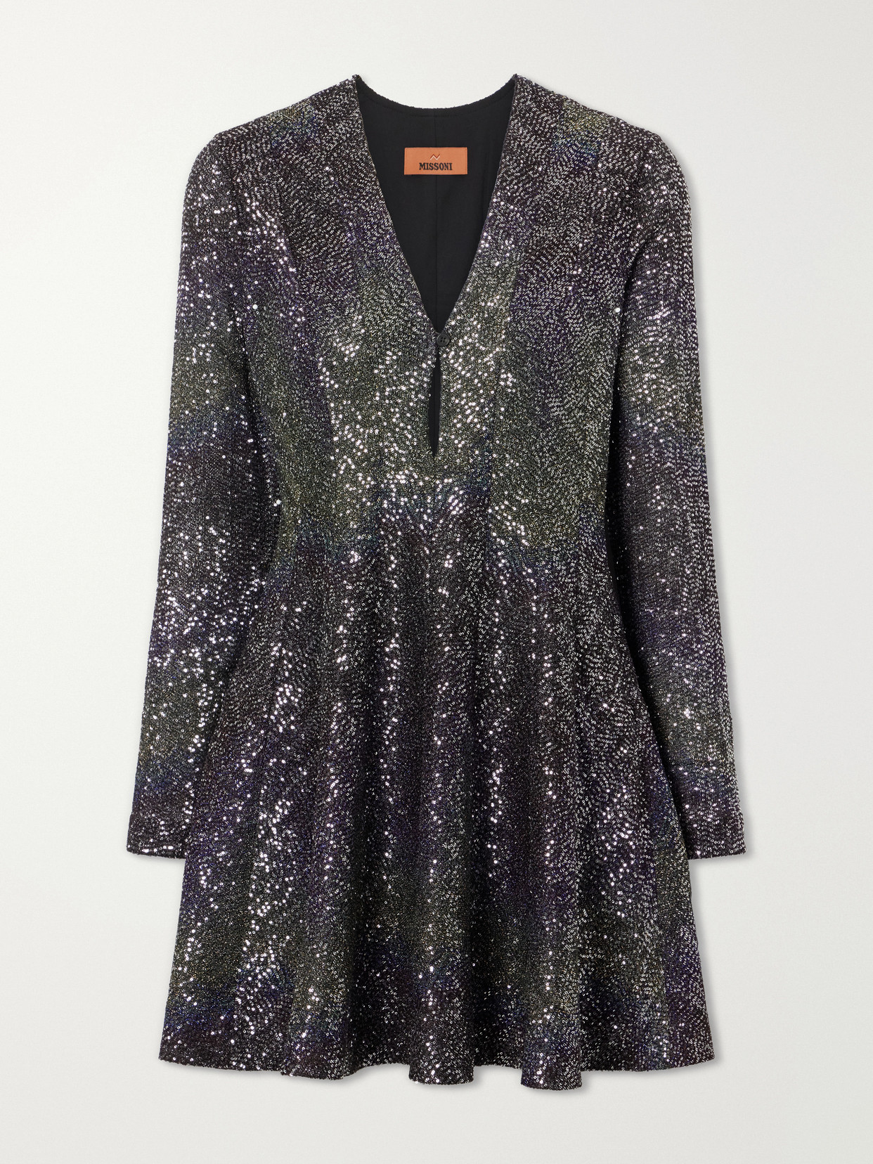 Missoni Striped Metallic Crochet-knit Mini Dress In Black