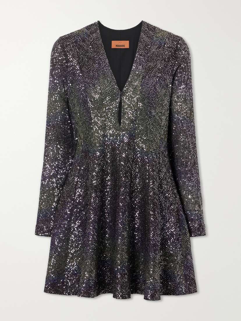Missoni Striped Metallic Crochet-knit Mini Dress