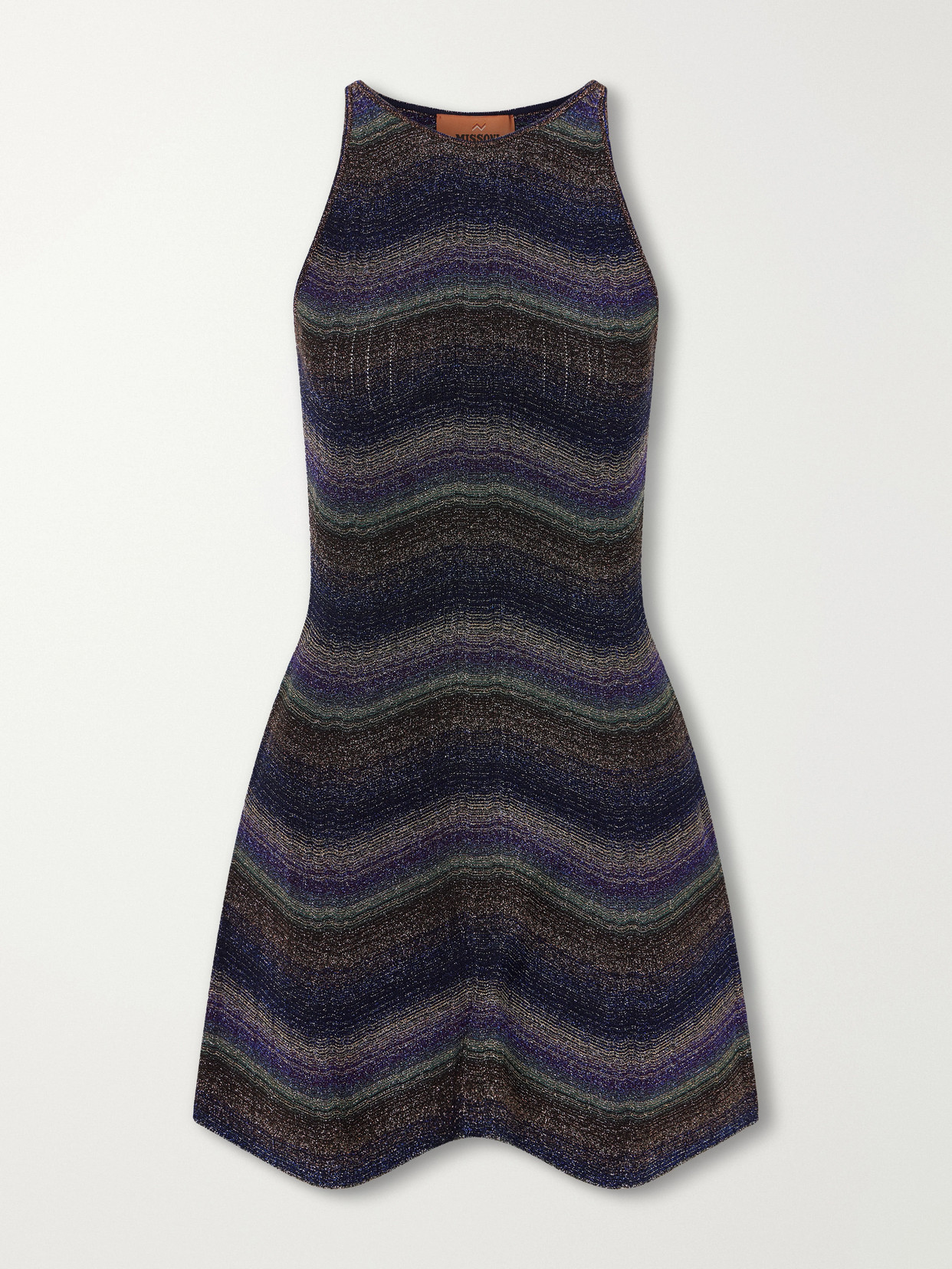 Missoni Metallic Striped Crochet-knit Mini Dress In Multi