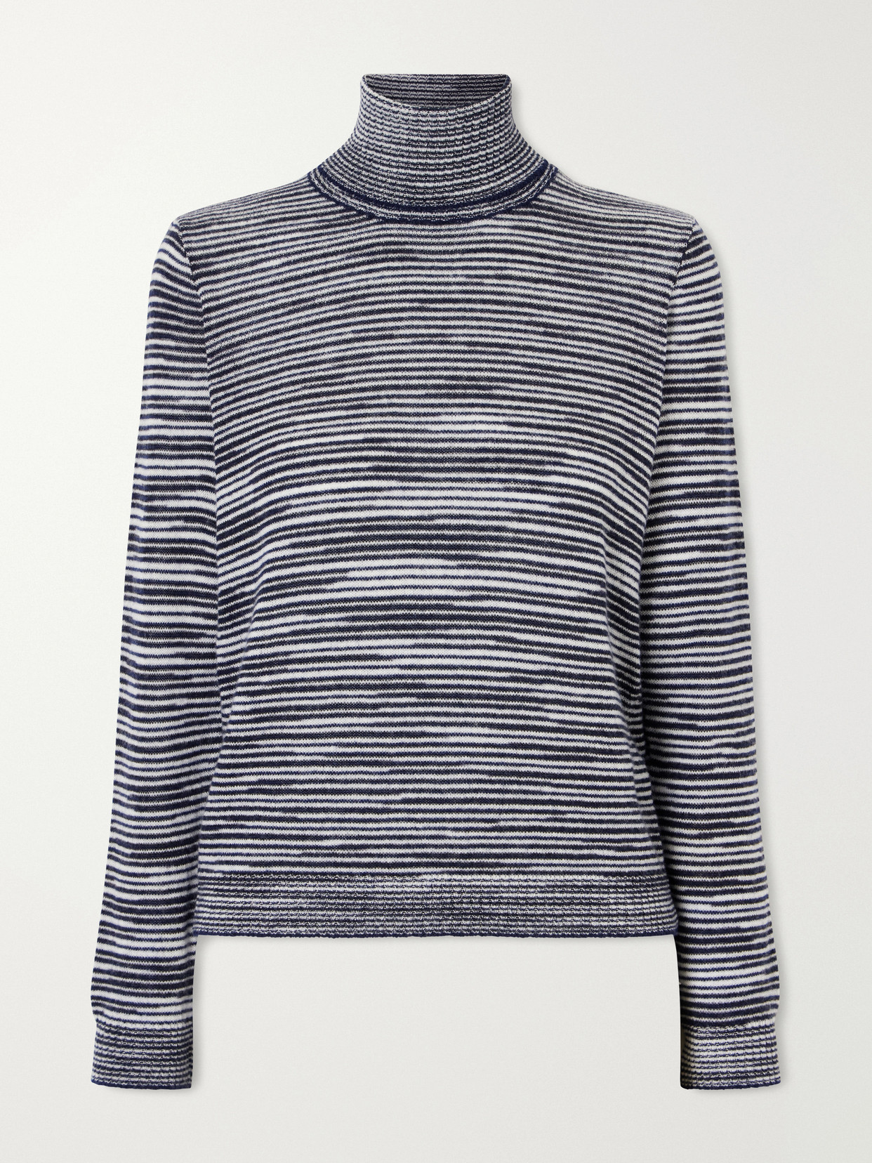 Missoni Striped Cashmere And Wool-blend Turtleneck Sweater In Multi