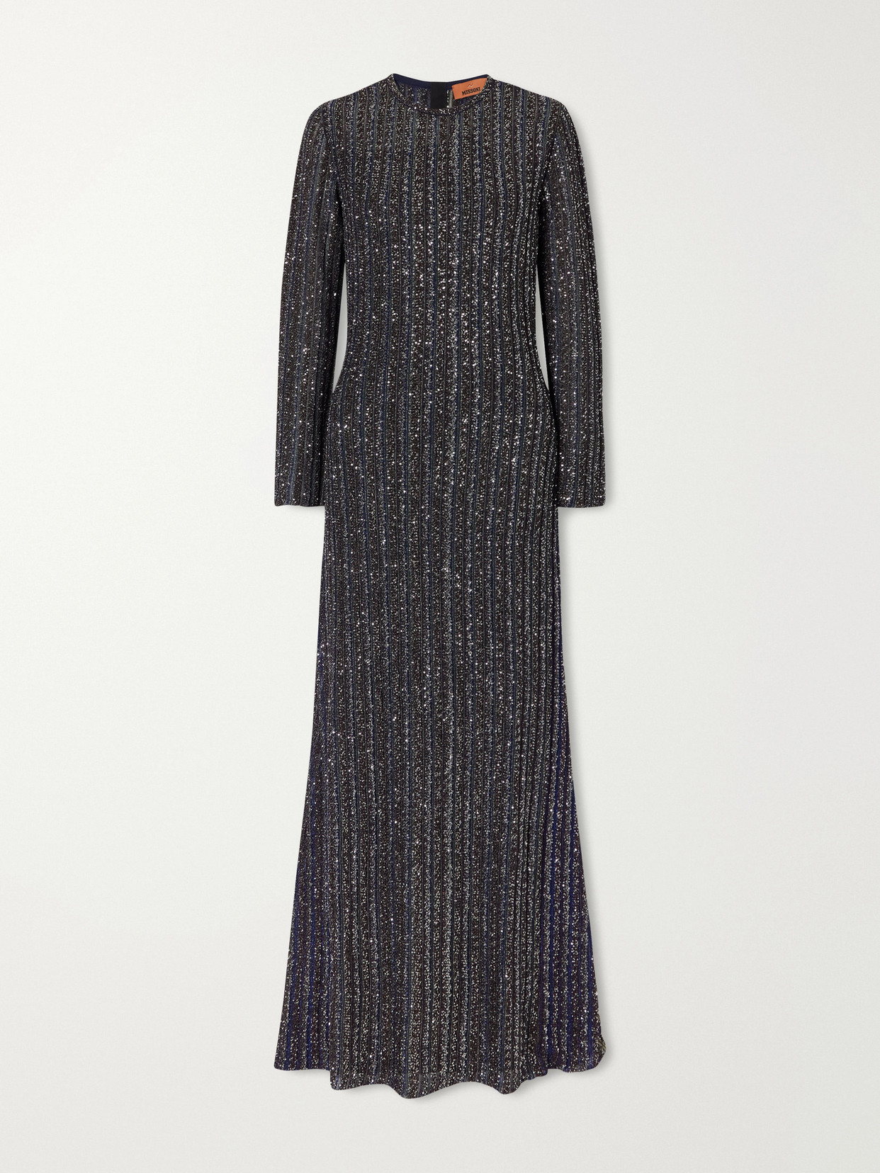 Missoni Sequin-embellished Ribbed-knit Maxi Dress In Gray