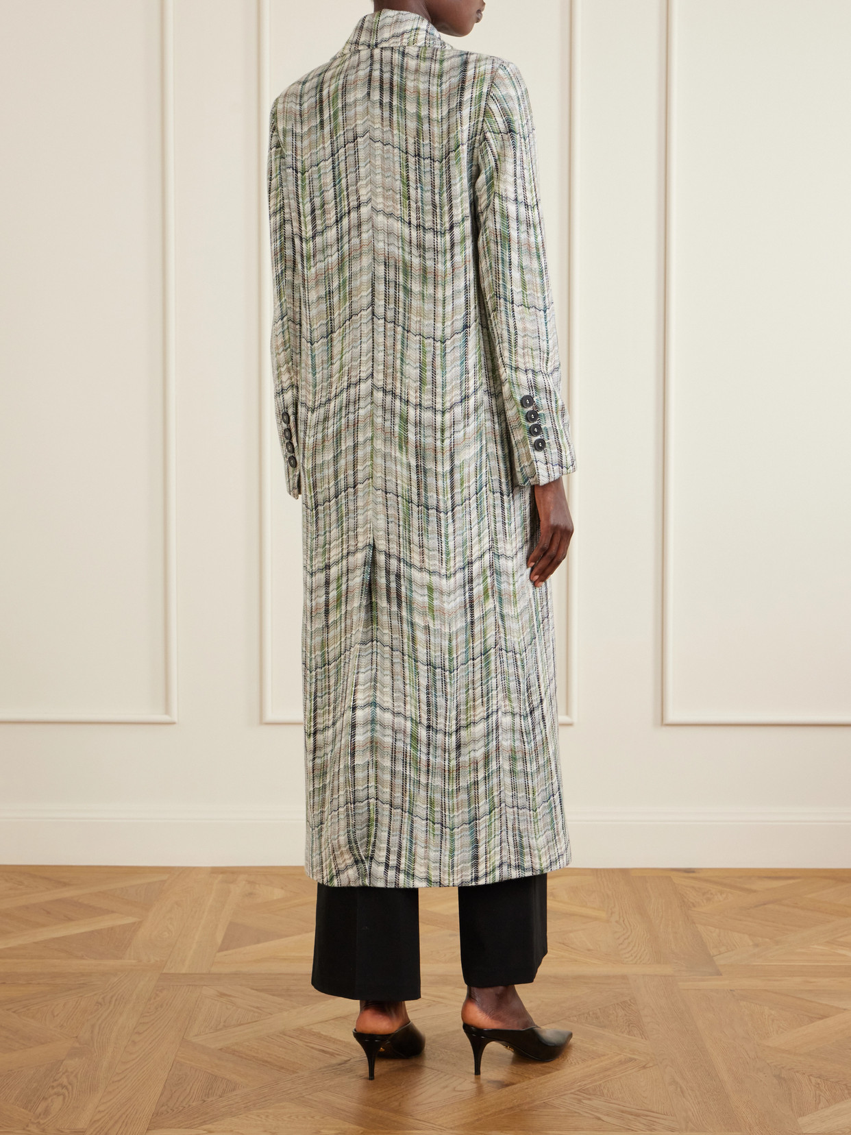 Striped Wool-Blend Coat