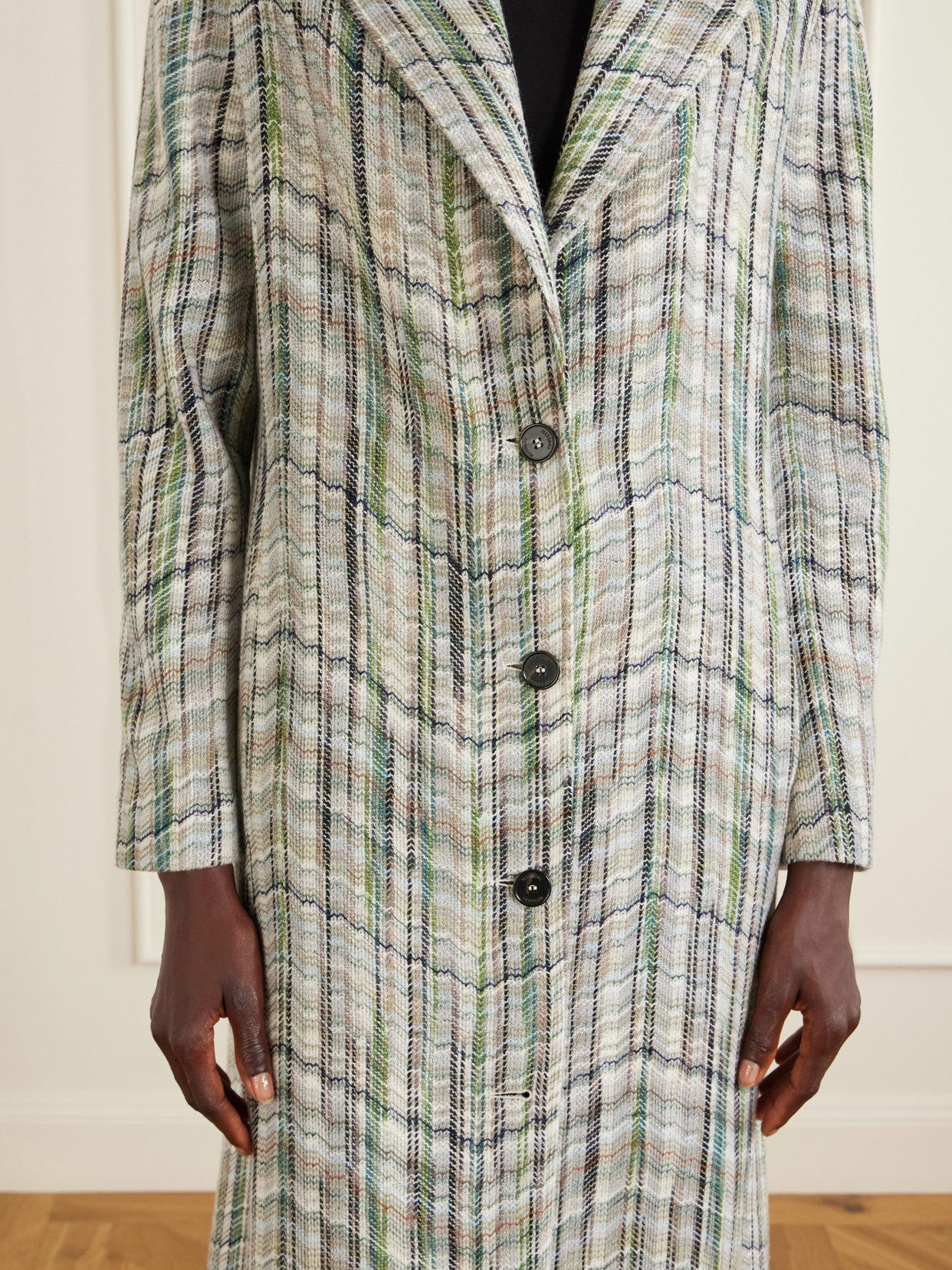 Striped Wool-Blend Coat