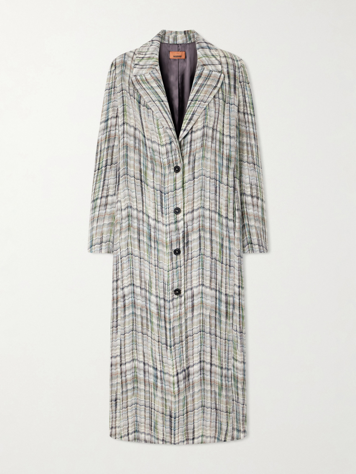 Missoni Striped Wool-blend Coat In Gray
