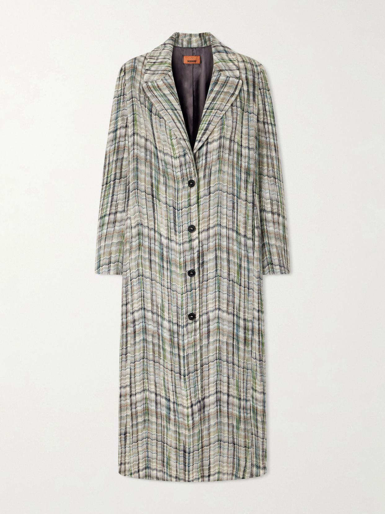 Striped wool-blend coat
