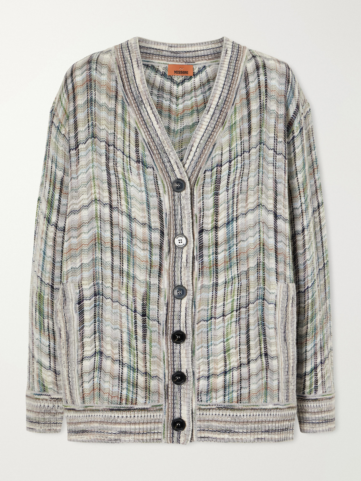 Missoni Striped Crochet-knit Wool-blend Cardigan In Multi