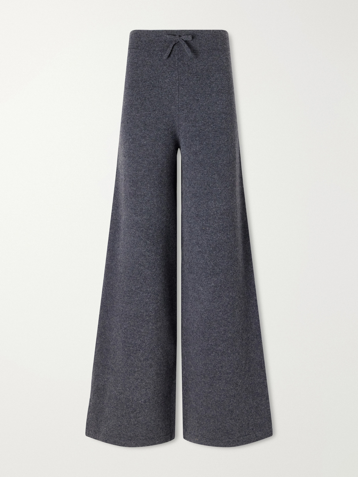 Yves Salomon Drawstring Wool-blend Wide-leg Pants In Gray