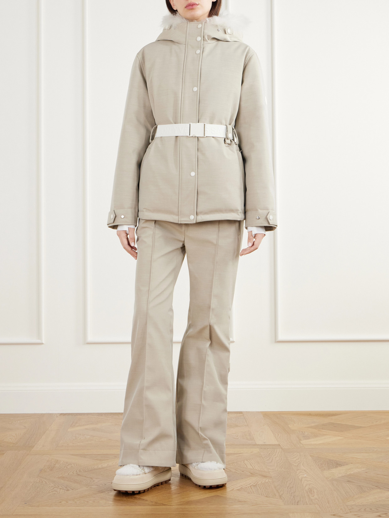 Shearling-Trimmed Twill Down Ski Jacket