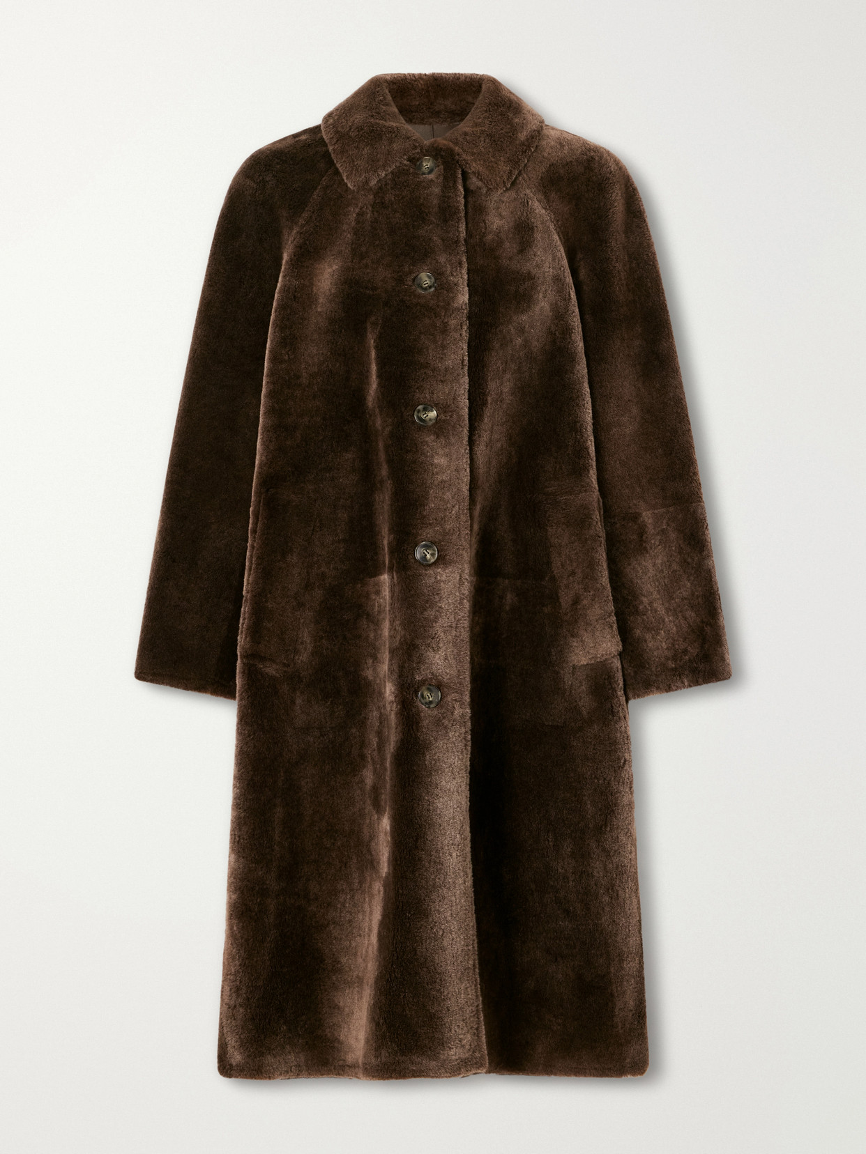 Yves Salomon Shearling Coat In Brown