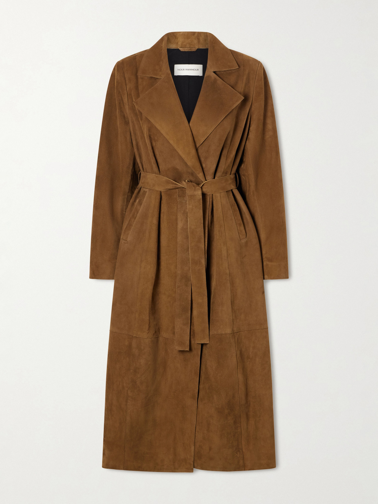 Nour Hammour - Suede Goat Leather Long Coat - Brown
