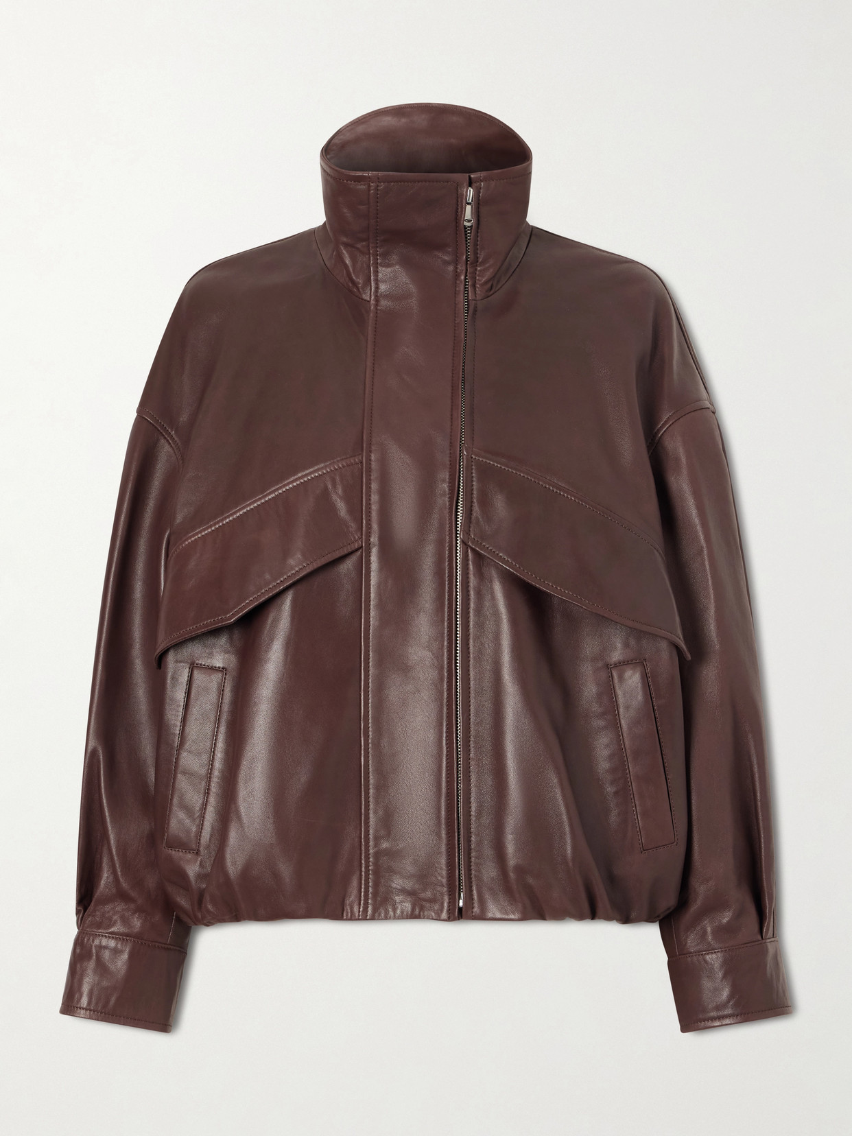 Nour Hammour Leather Jacket In Brown
