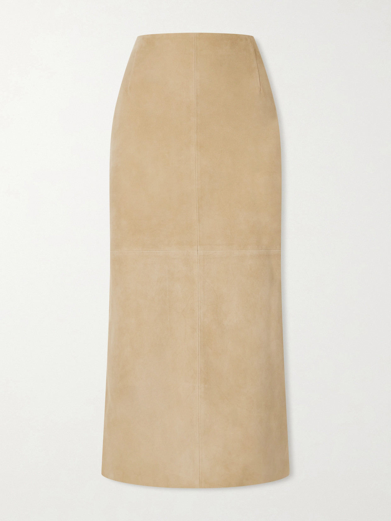 Nour Hammour Selly Suede Midi Skirt In Neutral