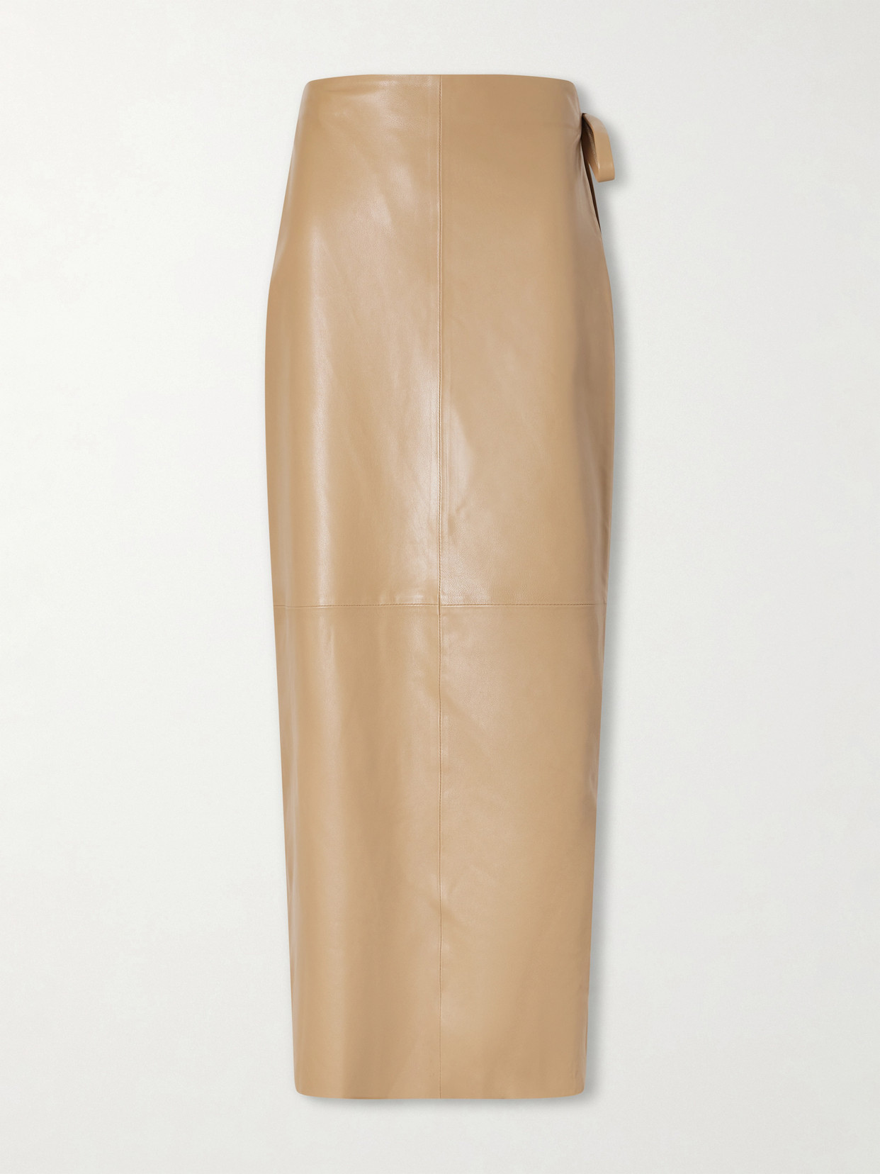 Nour Hammour Paneled Leather Maxi Wrap Skirt In Brown