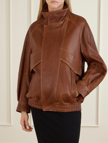 Jacquemus - The Tore cropped textured-leather bomber jacket | Plush