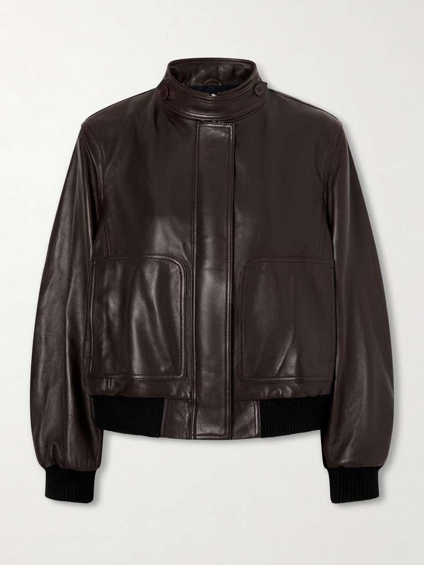 Nour Hammour Rios Ribbed Leather Bomber Jacket | Thumbnail 6