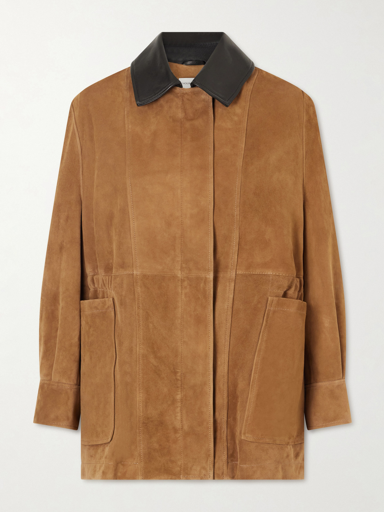 Nour Hammour - Grange Gathered Leather-trimmed Suede Jacket - Brown