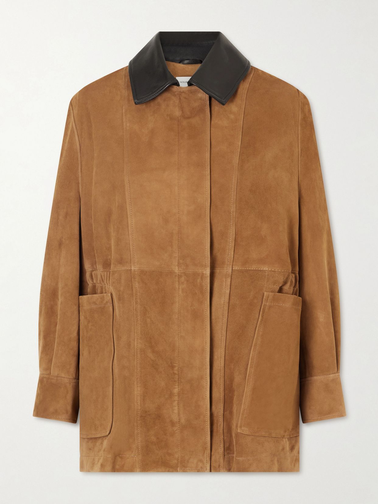 Grange Gathered Leather Trimmed Suede Jacket
