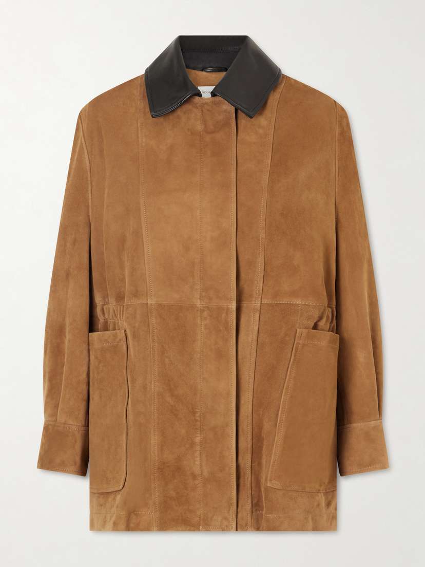 Nour Hammour Grange Gathered Leather-trimmed Suede Jacket | Thumbnail 5