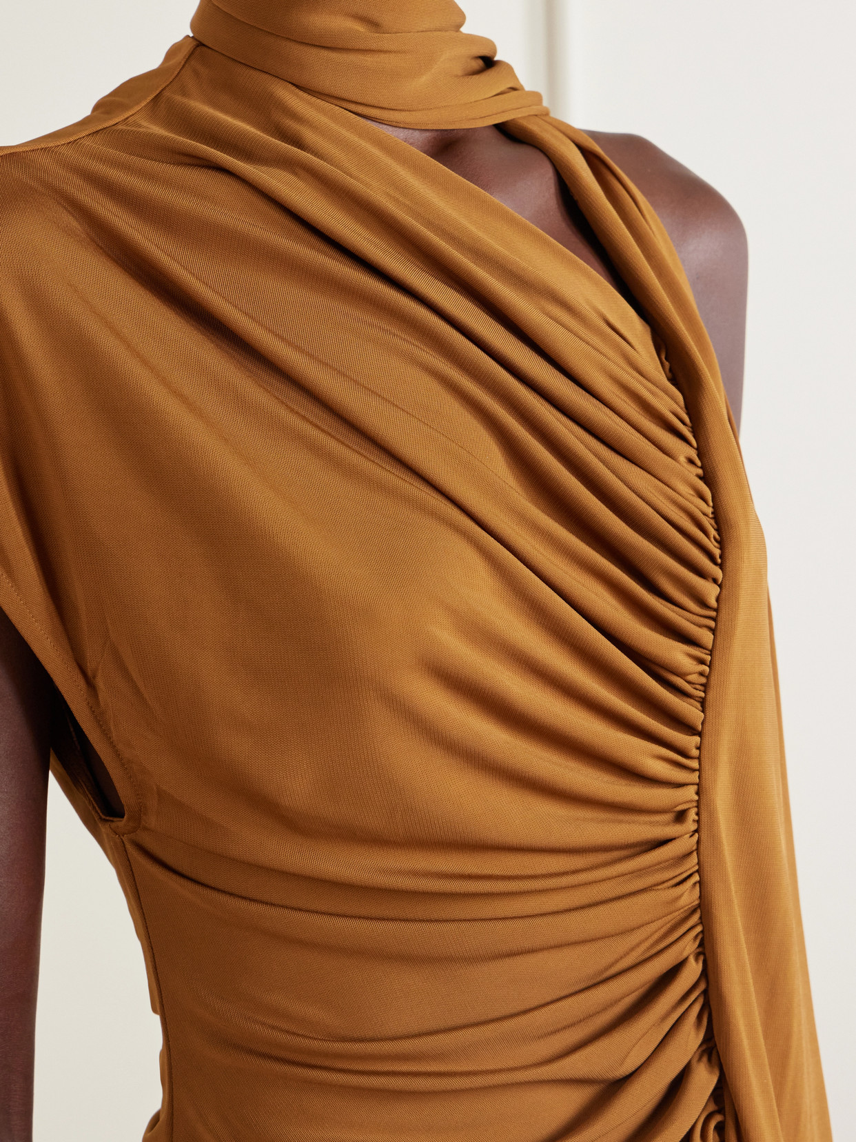 Vienna Scarf-Detail Draped Jersey Blouse