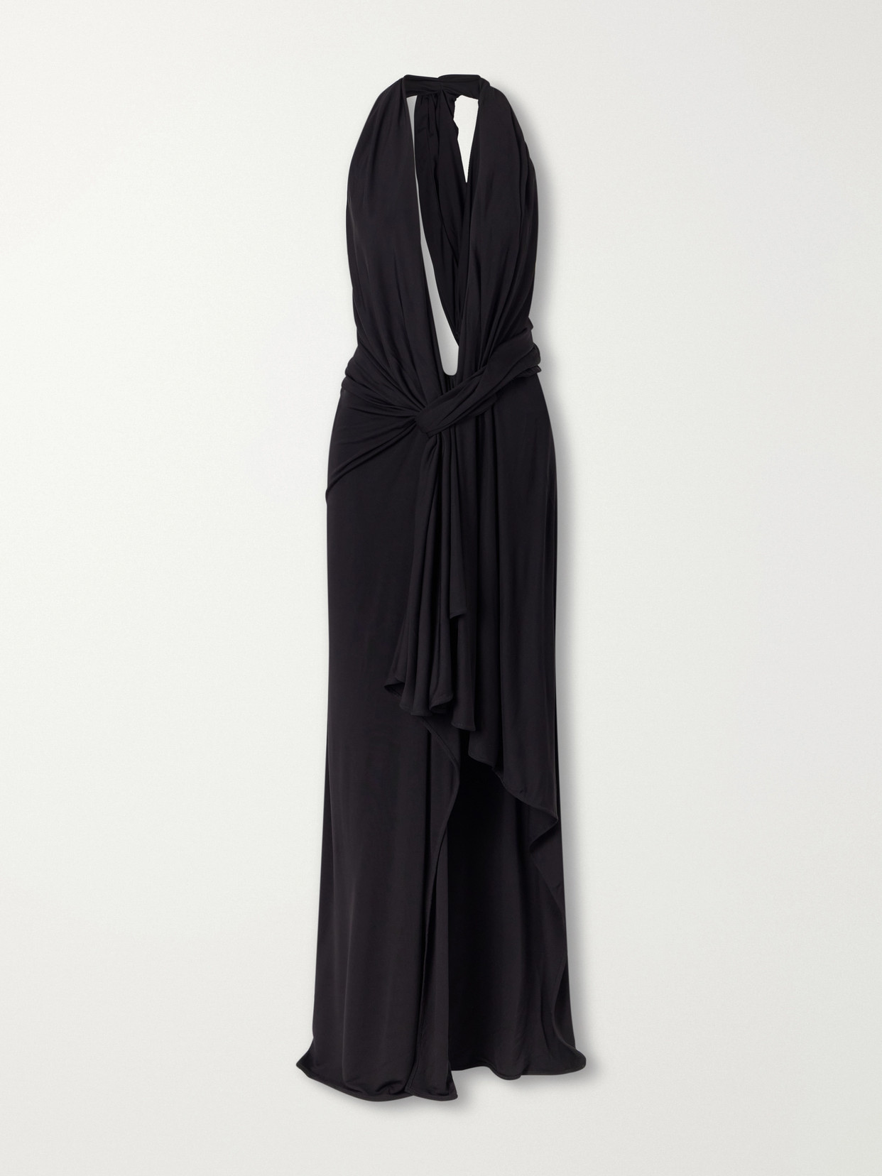 Christopher Esber Spire Cascade Twisted Jersey Gown In Black