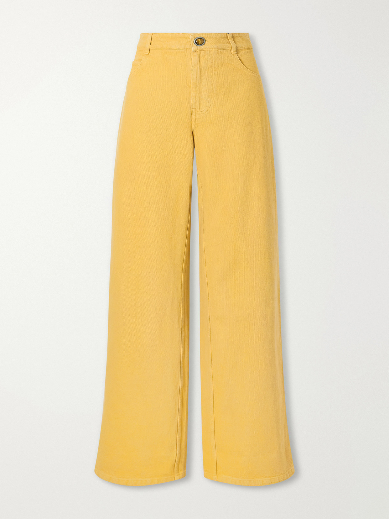Christopher Esber Relaxed Denim Quartz Cotton Wide-leg Pants In Yellow