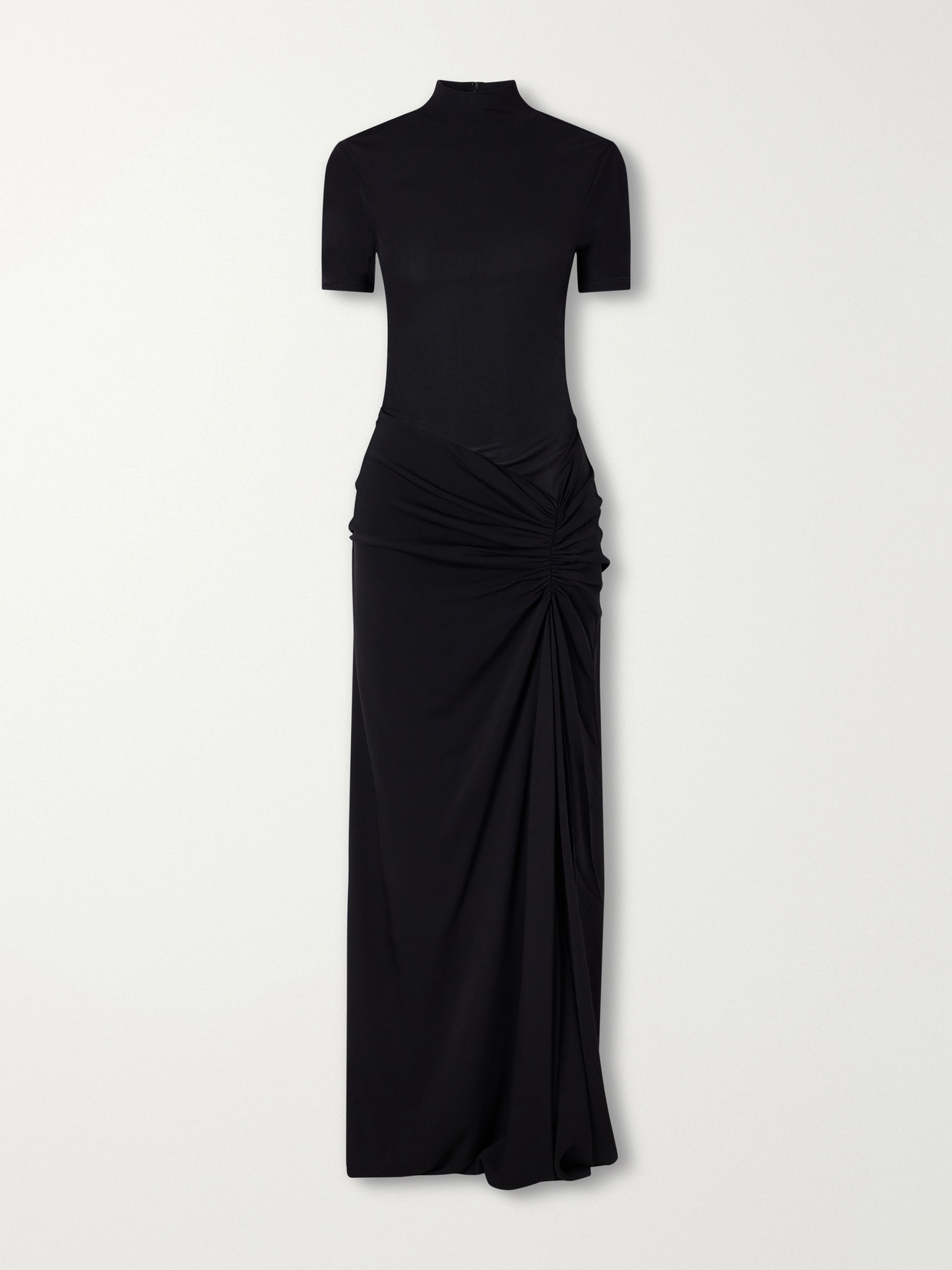 Christopher Esber Fusion Ruched Jersey Maxi Dress In Black