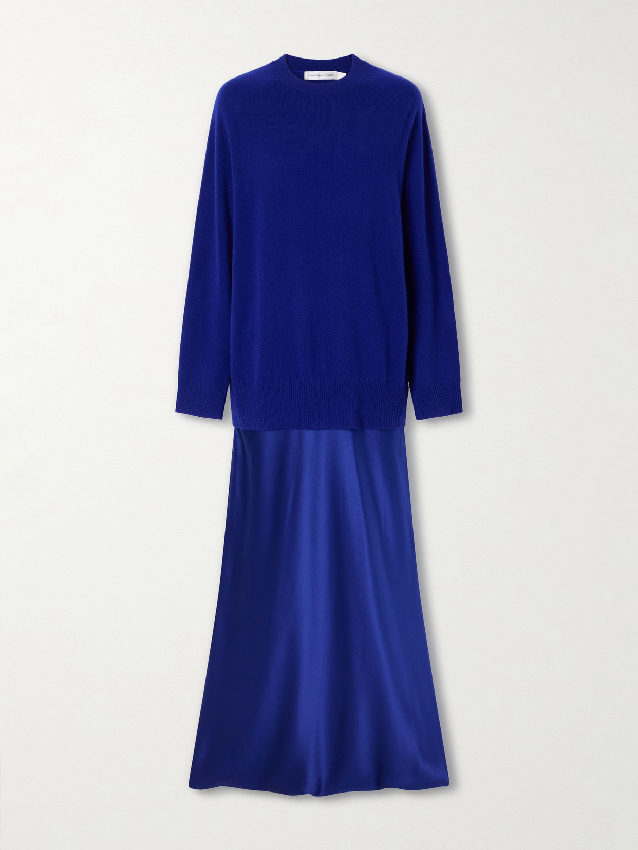 Christopher Esber Monument Cashmere And Silk-satin Maxi Dress In Blue