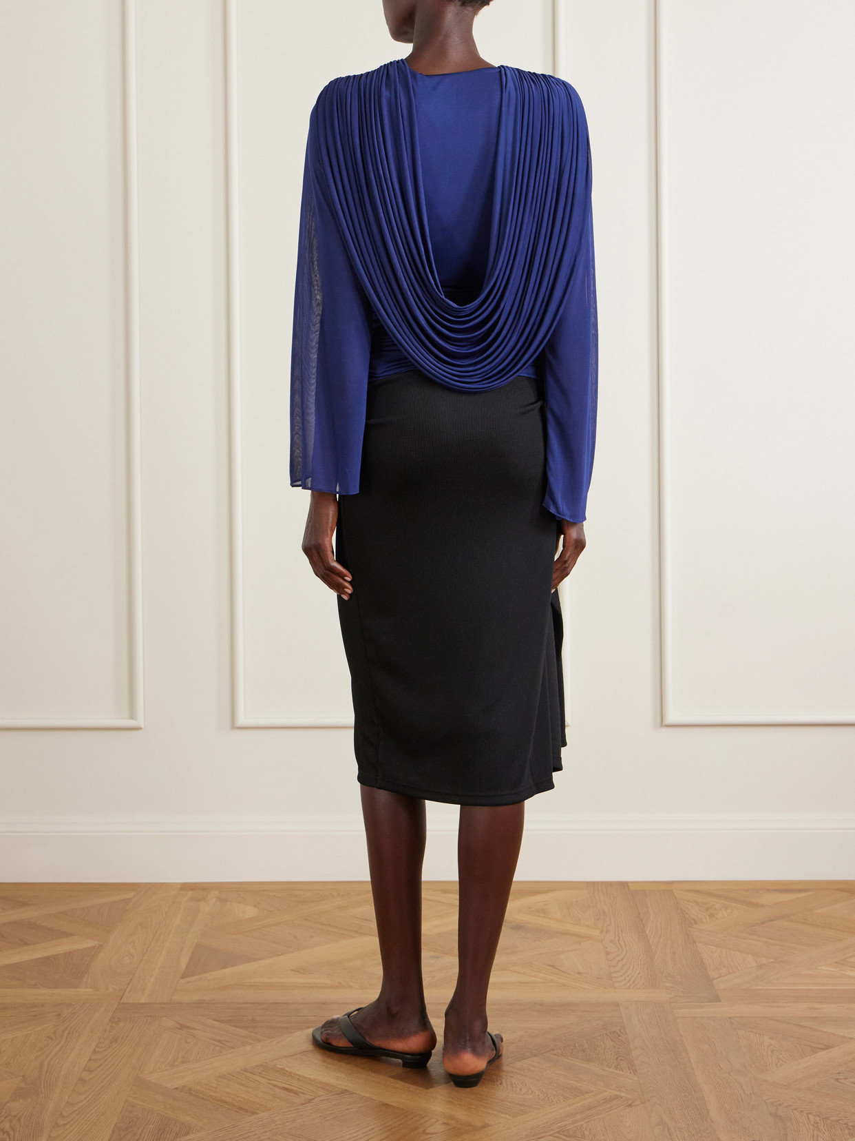 Ripple Draped Jersey Blouse