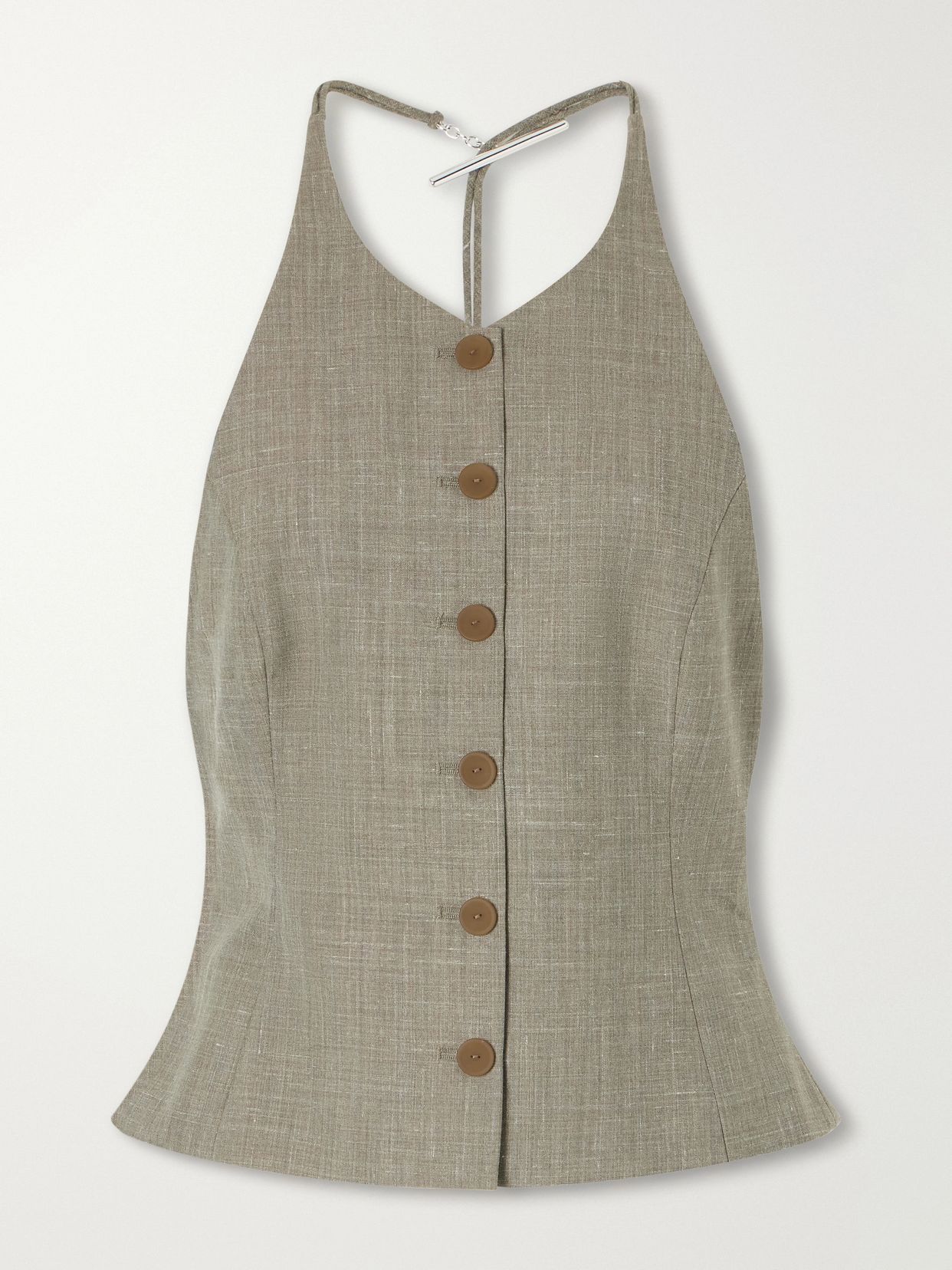 Banyan crystal-embellished wool and linen-blend vest