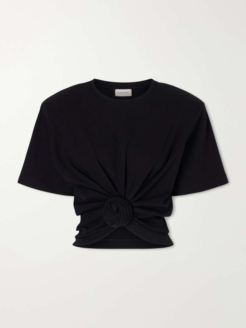 Magda Butrym Gathered Ribbed Cotton-blend T-shirt | Thumbnail 5 Magda Butrym Gathered Ribbed Cotton-blend T-shirt | Thumbnail 5