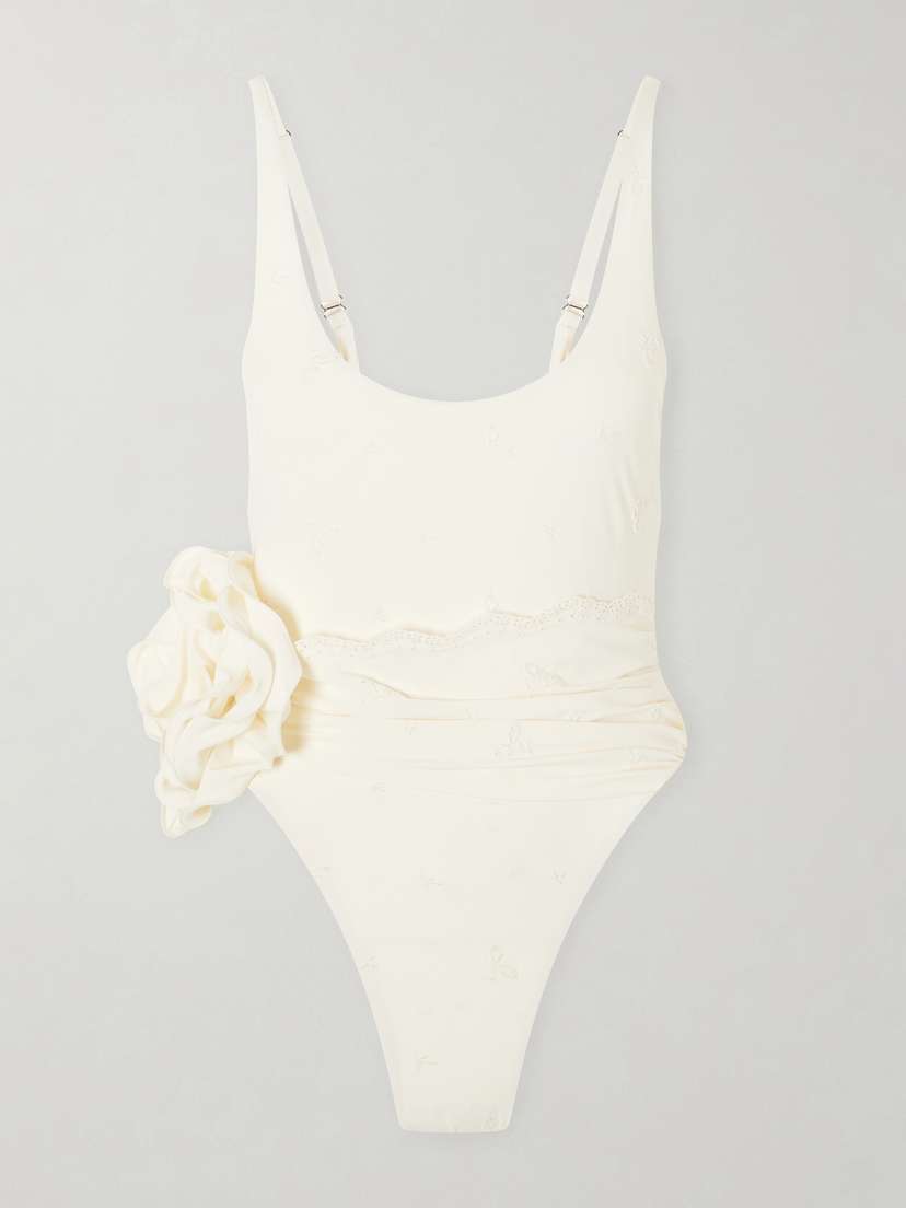 Magda Butrym Embellished Lace-trimmed Swimsuit