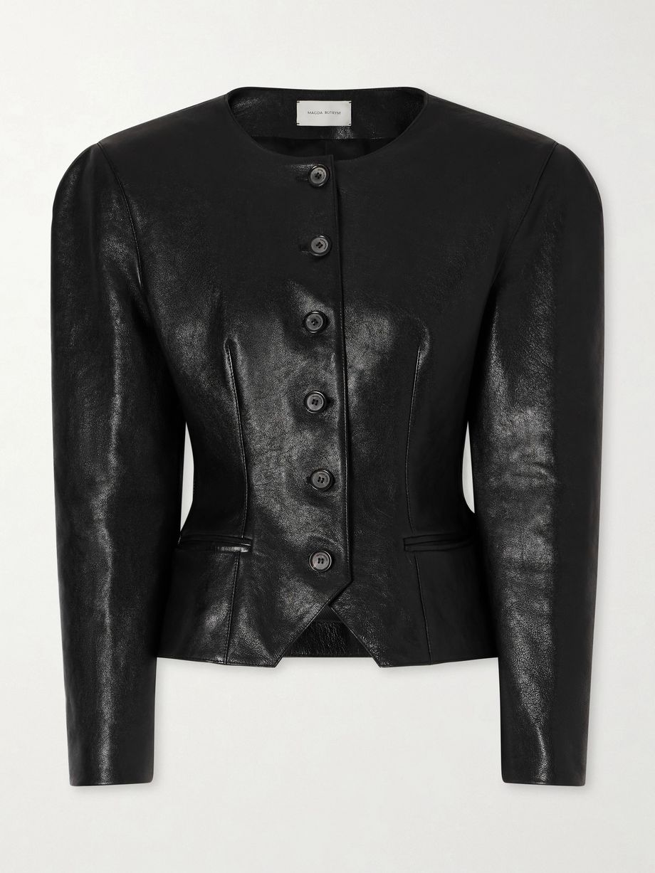 Paneled leather jacket