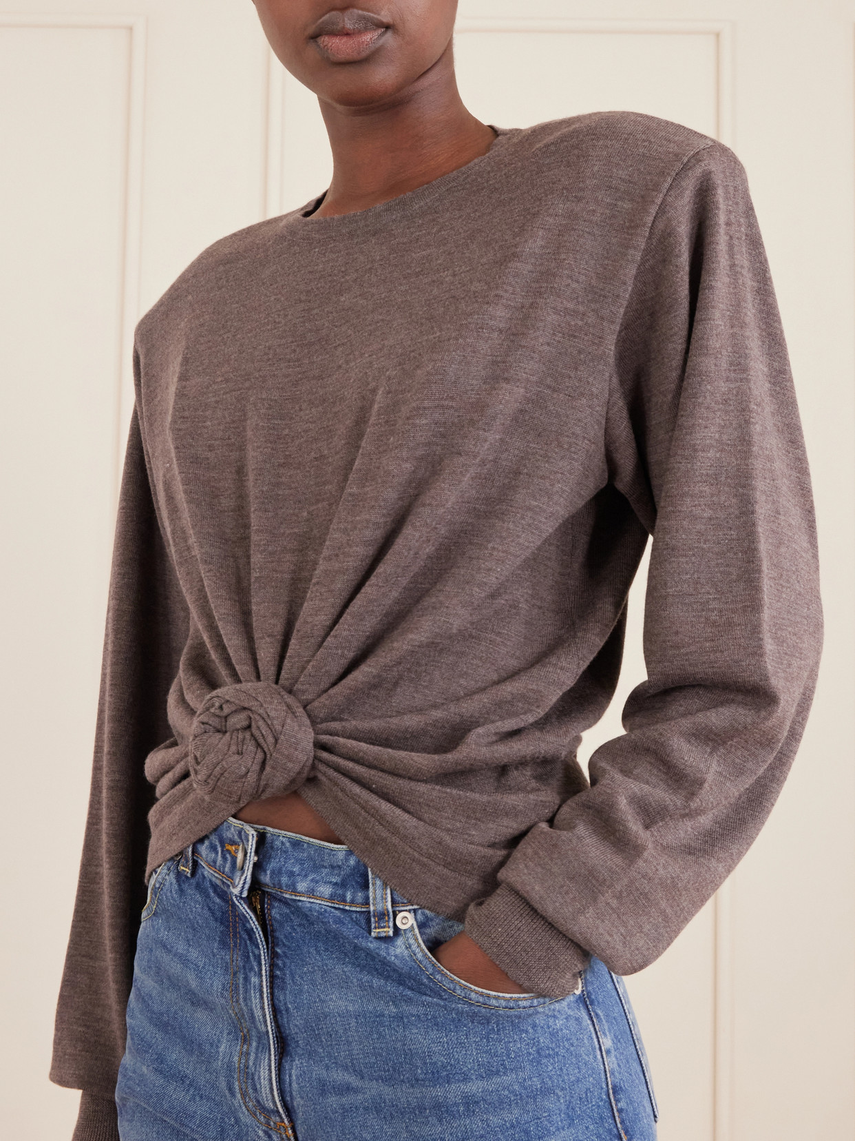 Knotted Cropped Sweater