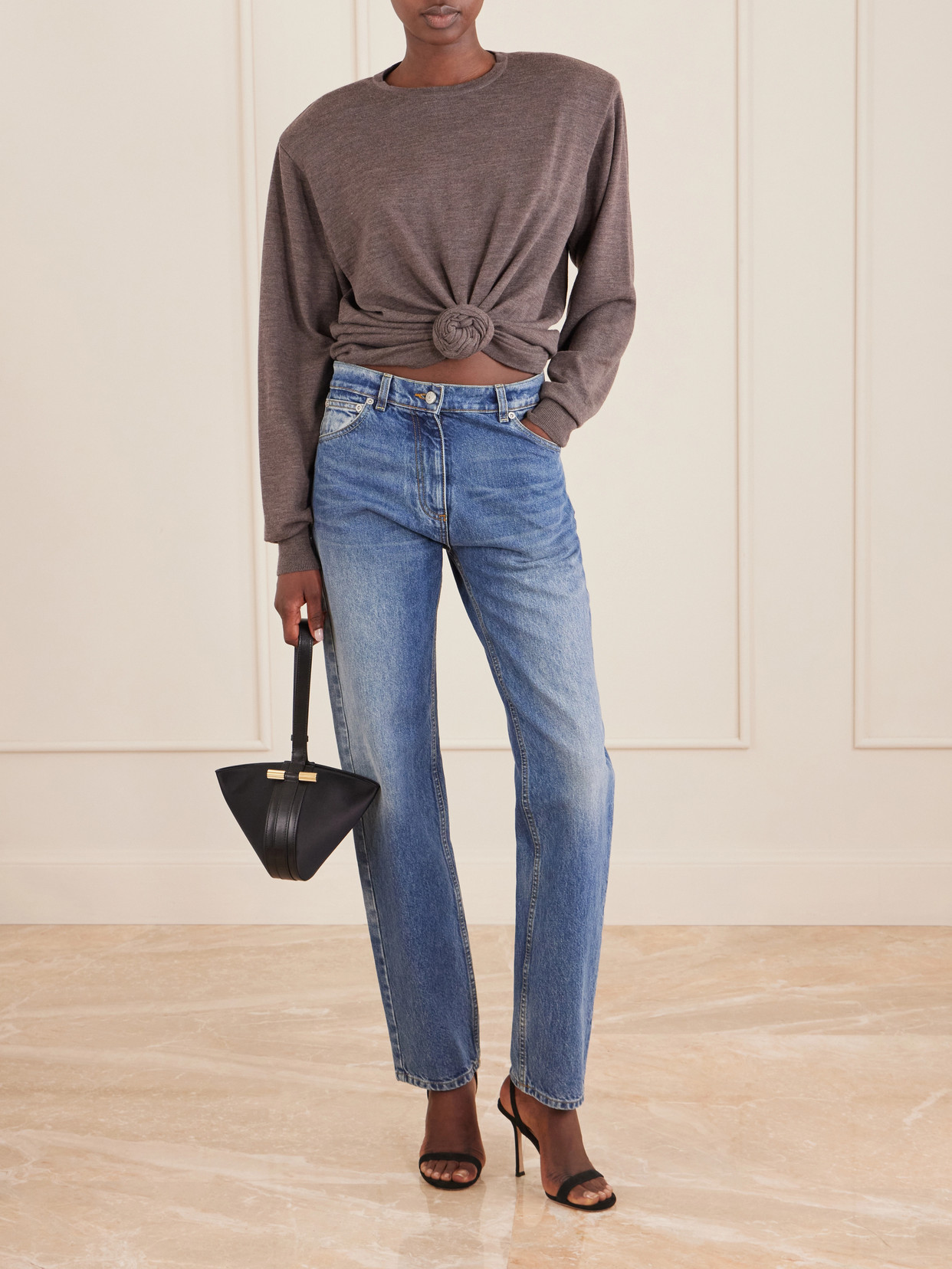 Knotted Cropped Sweater