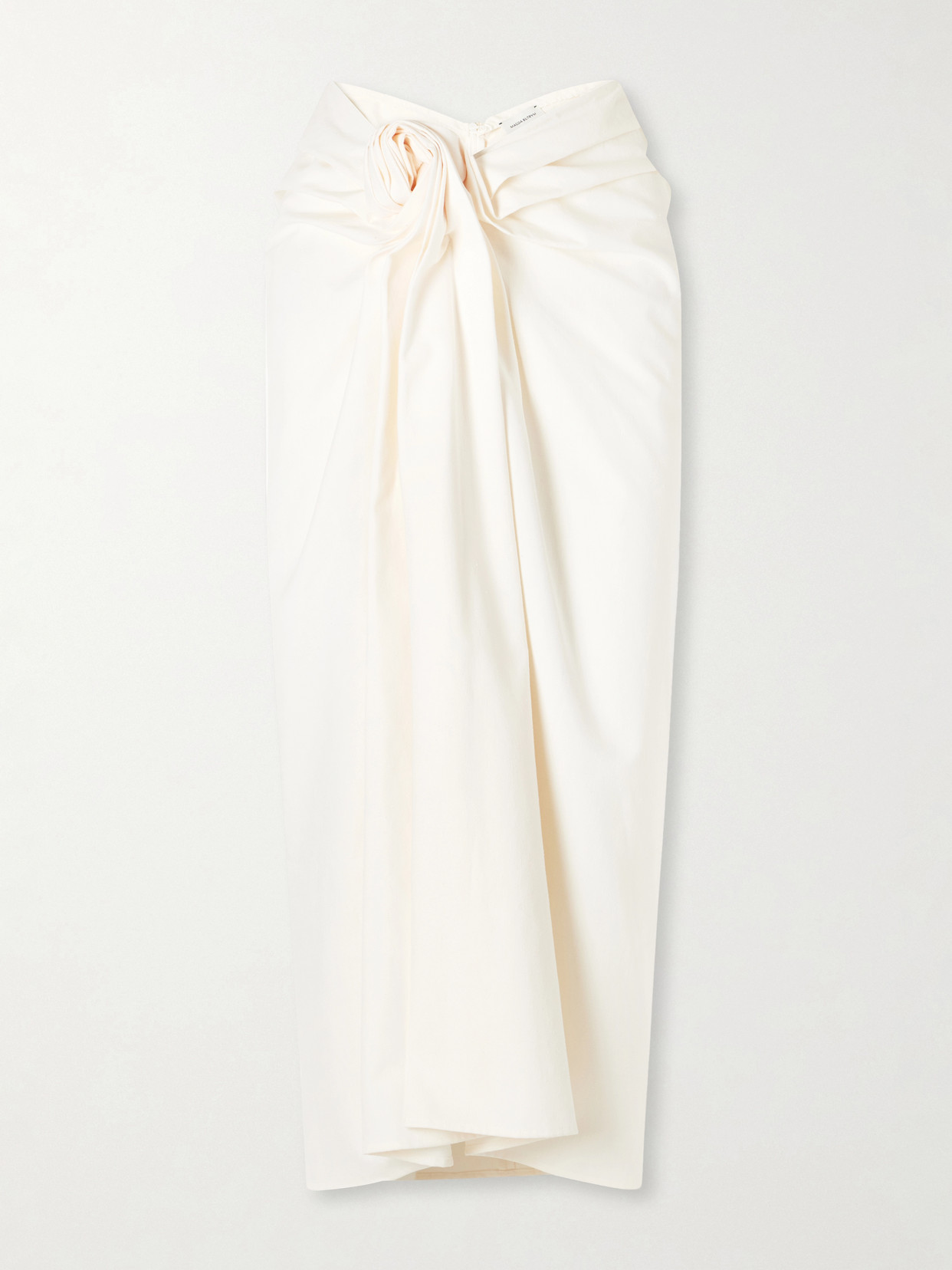 Magda Butrym Embellished Gathered Cotton Midi Skirt In Neutrals