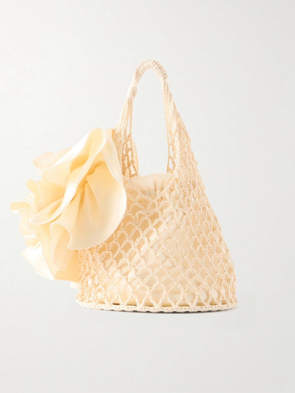 Devana mini leather-trimmed silk and cotton-blend knitted shoulder bag