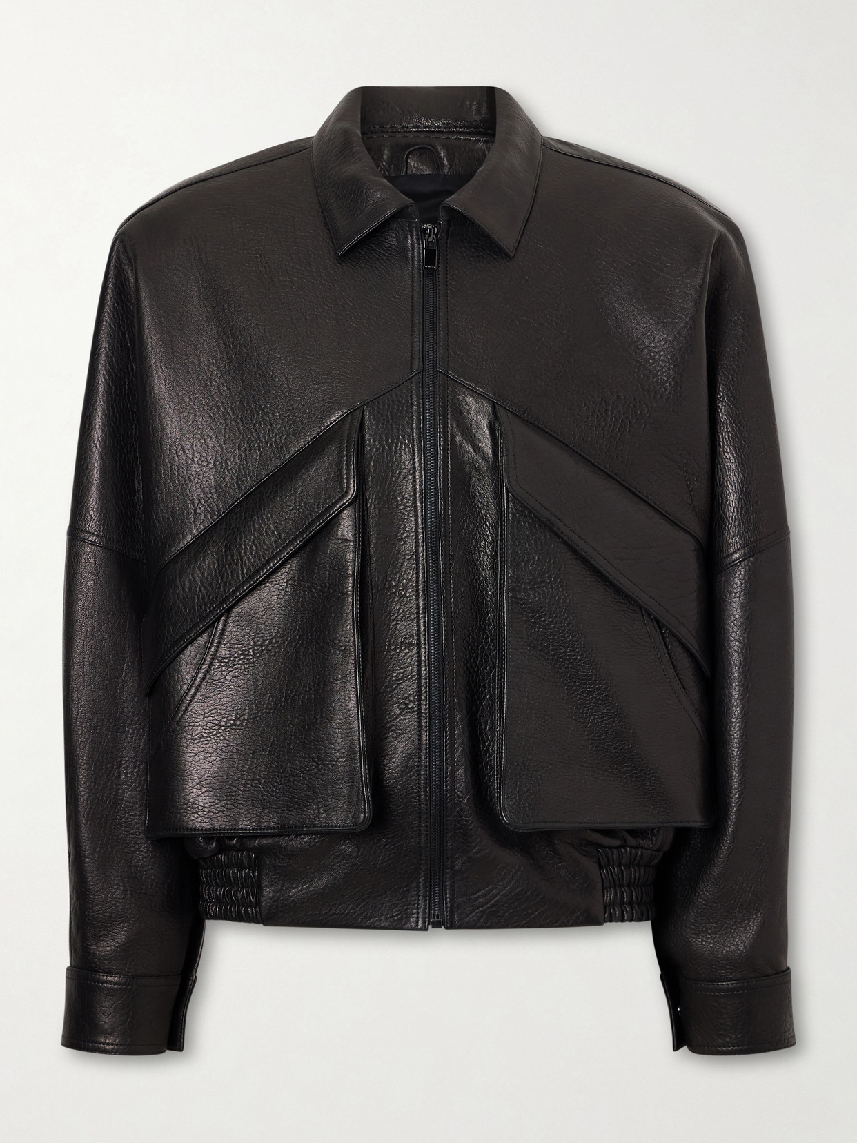 Magda Butrym Textured-leather Biker Jacket In Black