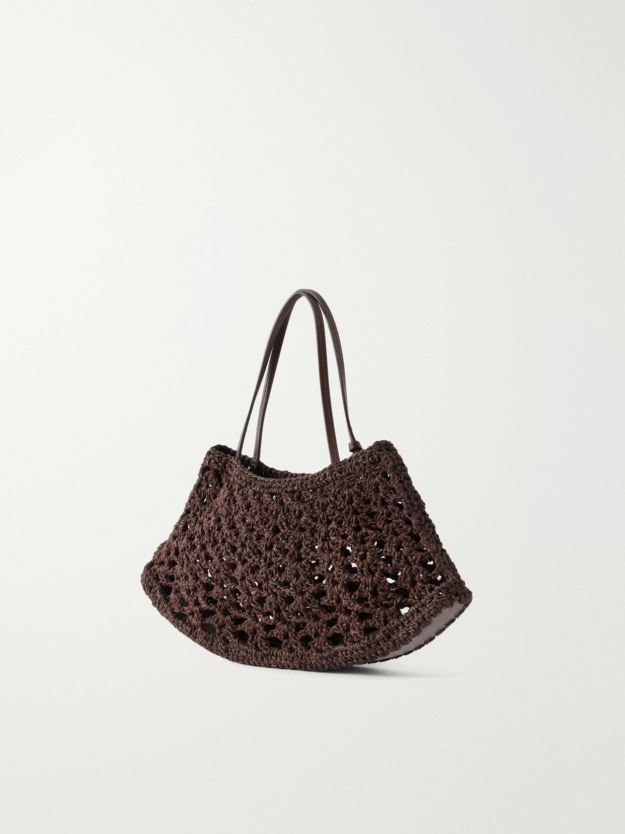 Maya Mini Leather-Trimmed Crocheted Shoulder Bag
