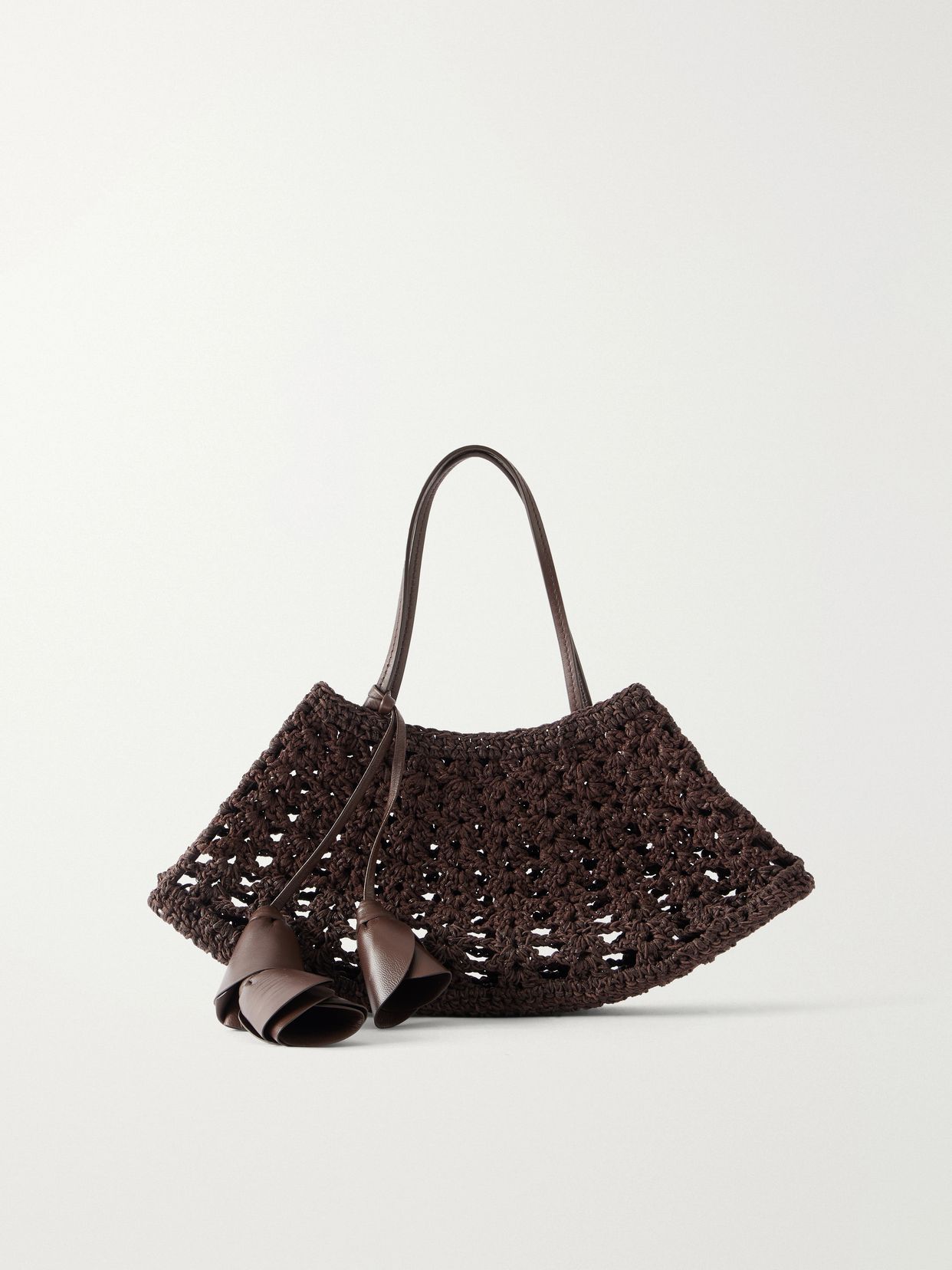maya mini leather trimmed crocheted shoulder bag