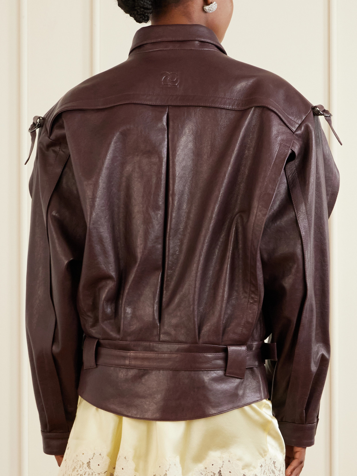 Belted Leather Biker Jacket