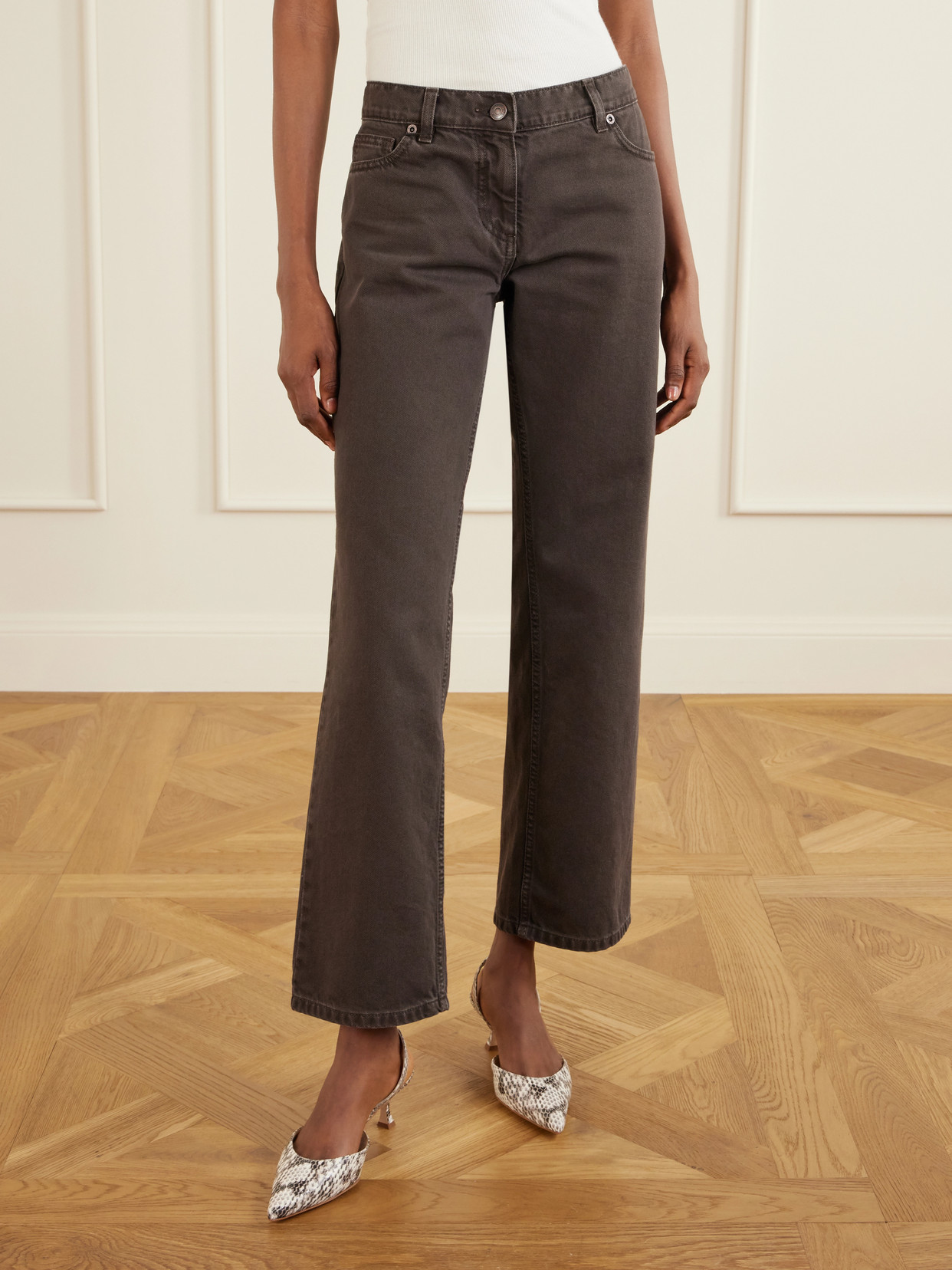 Mid-Rise Straight-Leg Jeans