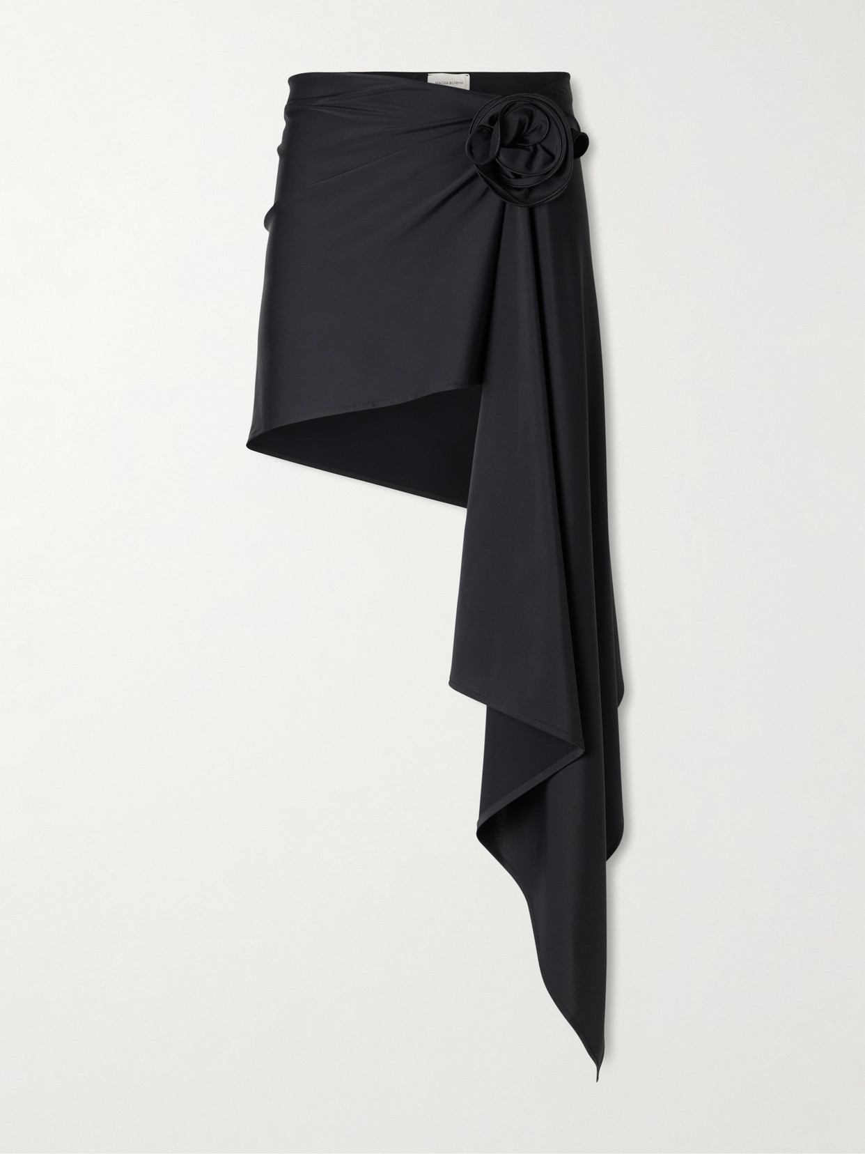 Magda Butrym - Asymmetric Floral-appliquéd Stretch-jersey Coverup - Black