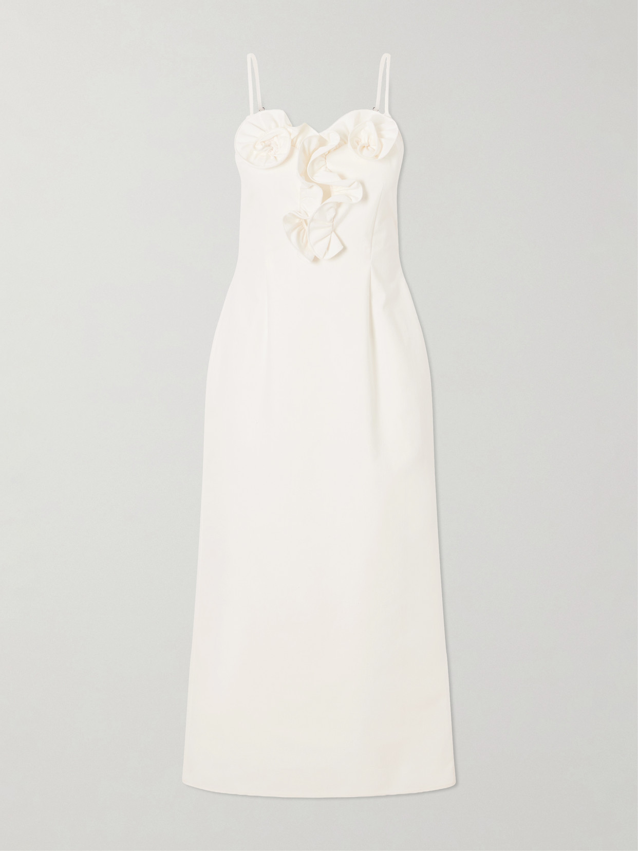 Magda Butrym Embellished Ruffled Cotton Midi Dress In Neutrals