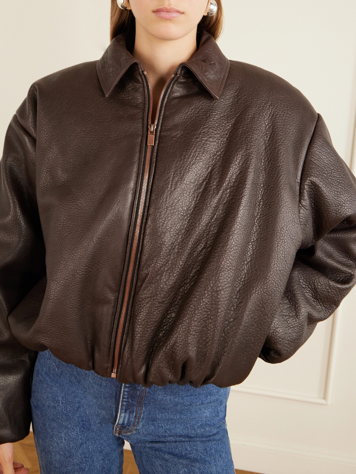 Textured-Leather Jacket