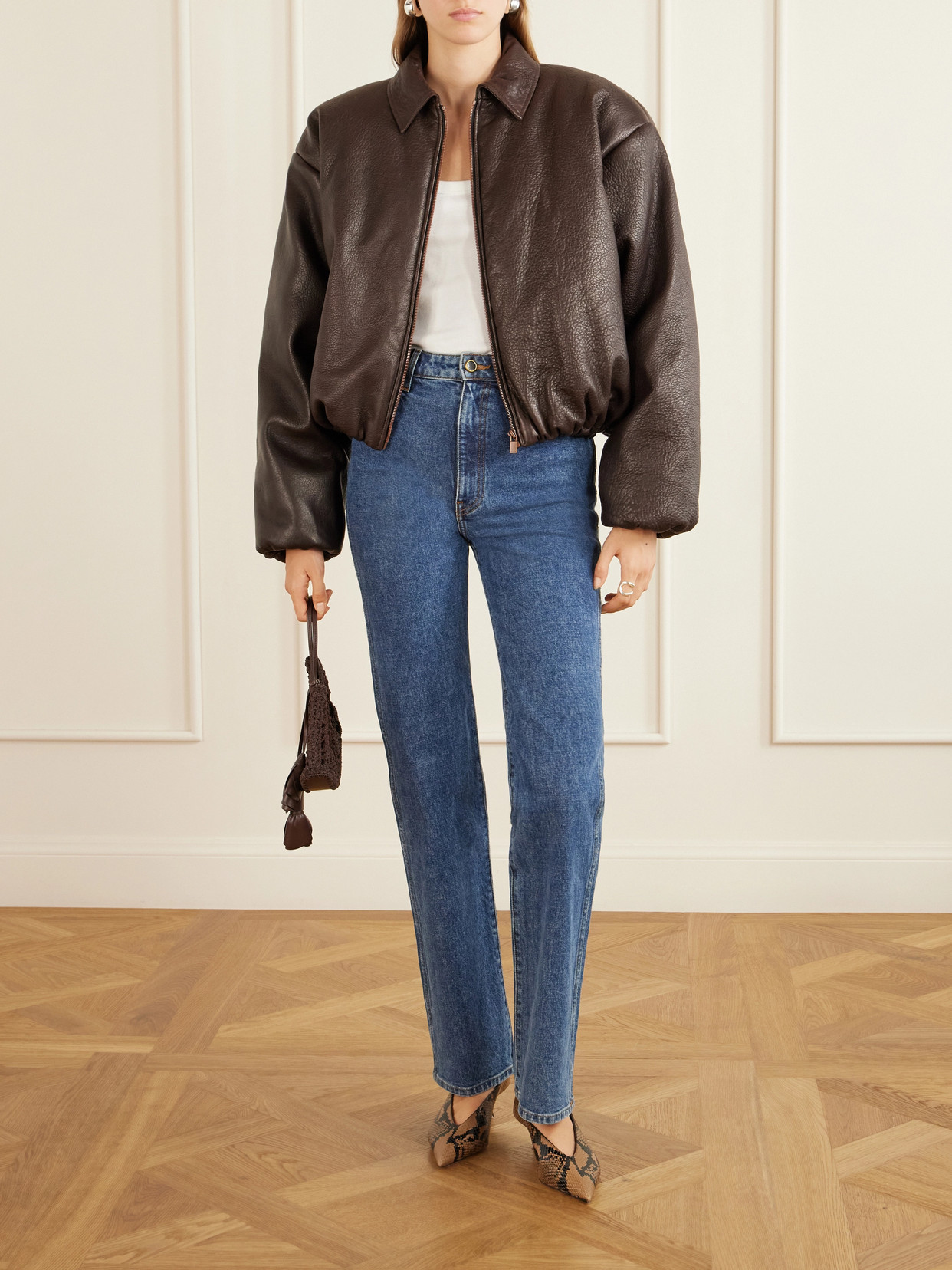 Textured-Leather Jacket