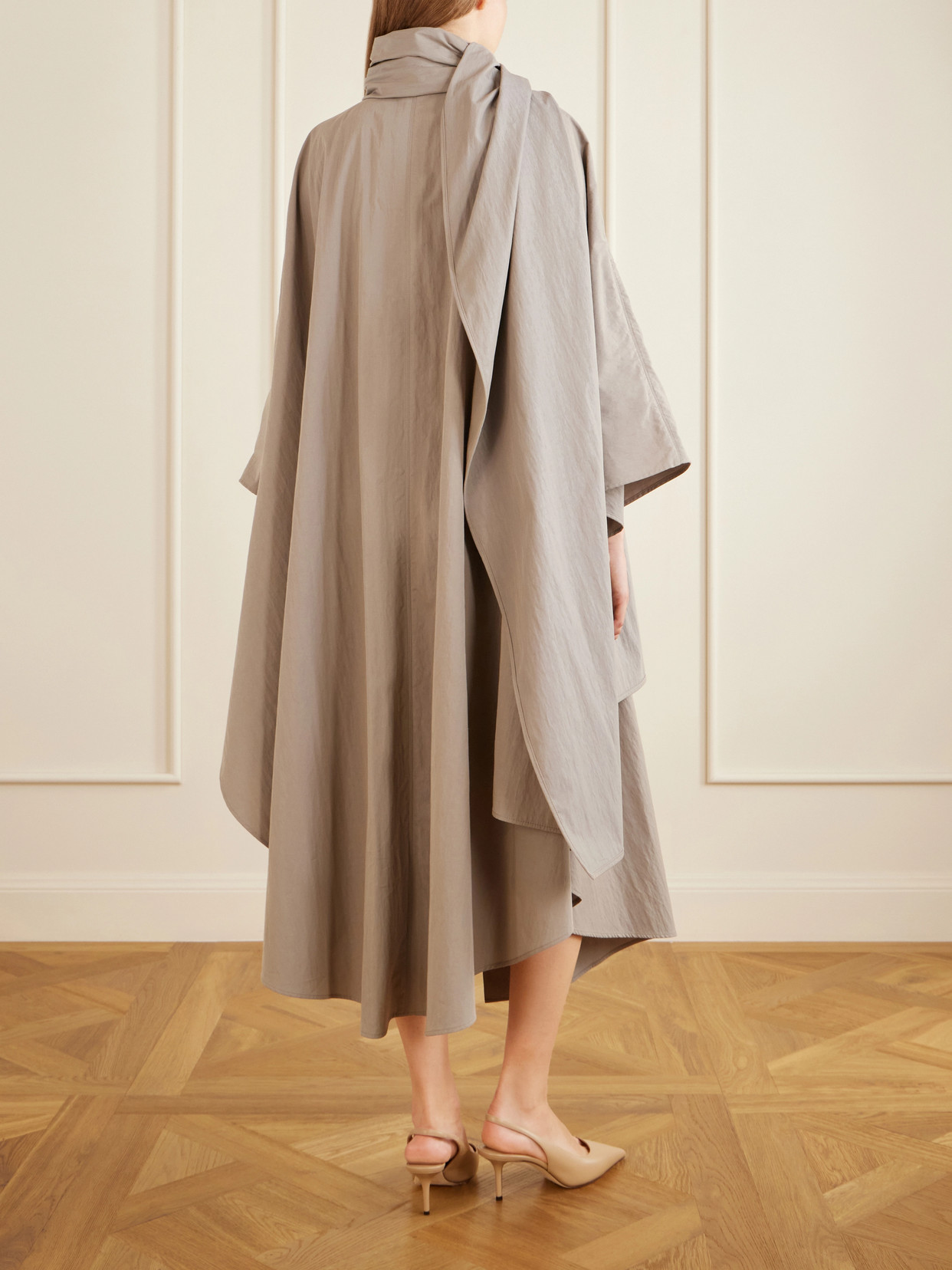 Scarf-Detailed Cotton-Blend Trench Coat